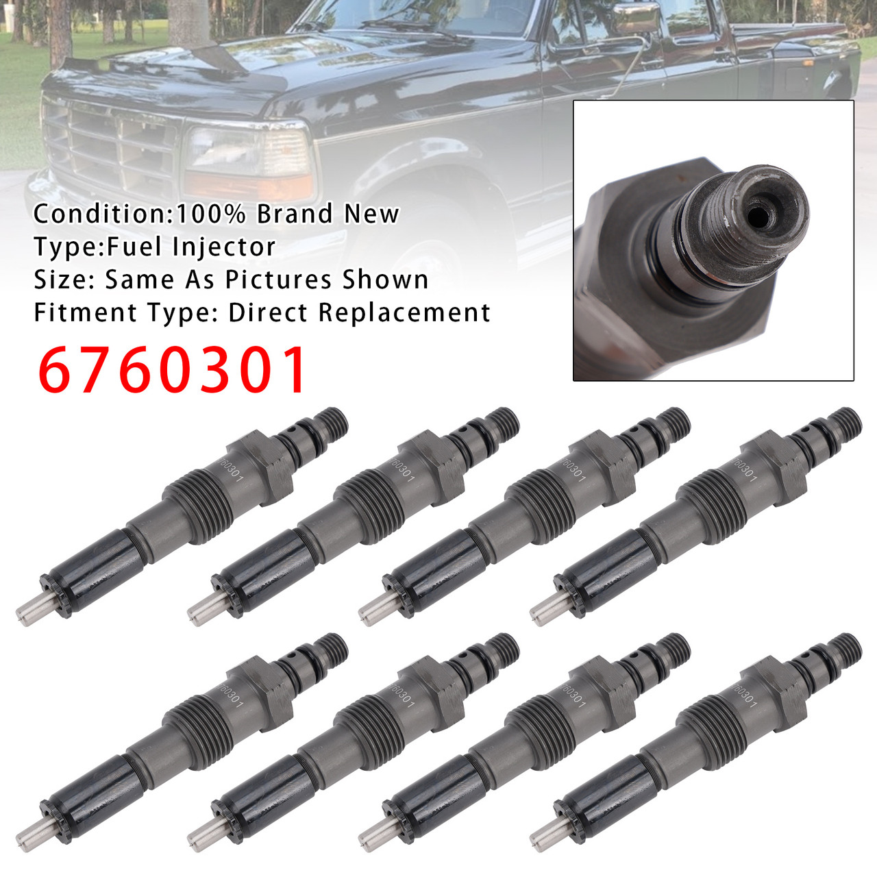 1983-1994 Ford Non Powerstroke IDI 6.9L 7.3L 8Pcs Fuel Injector 6760301 780435 Generic