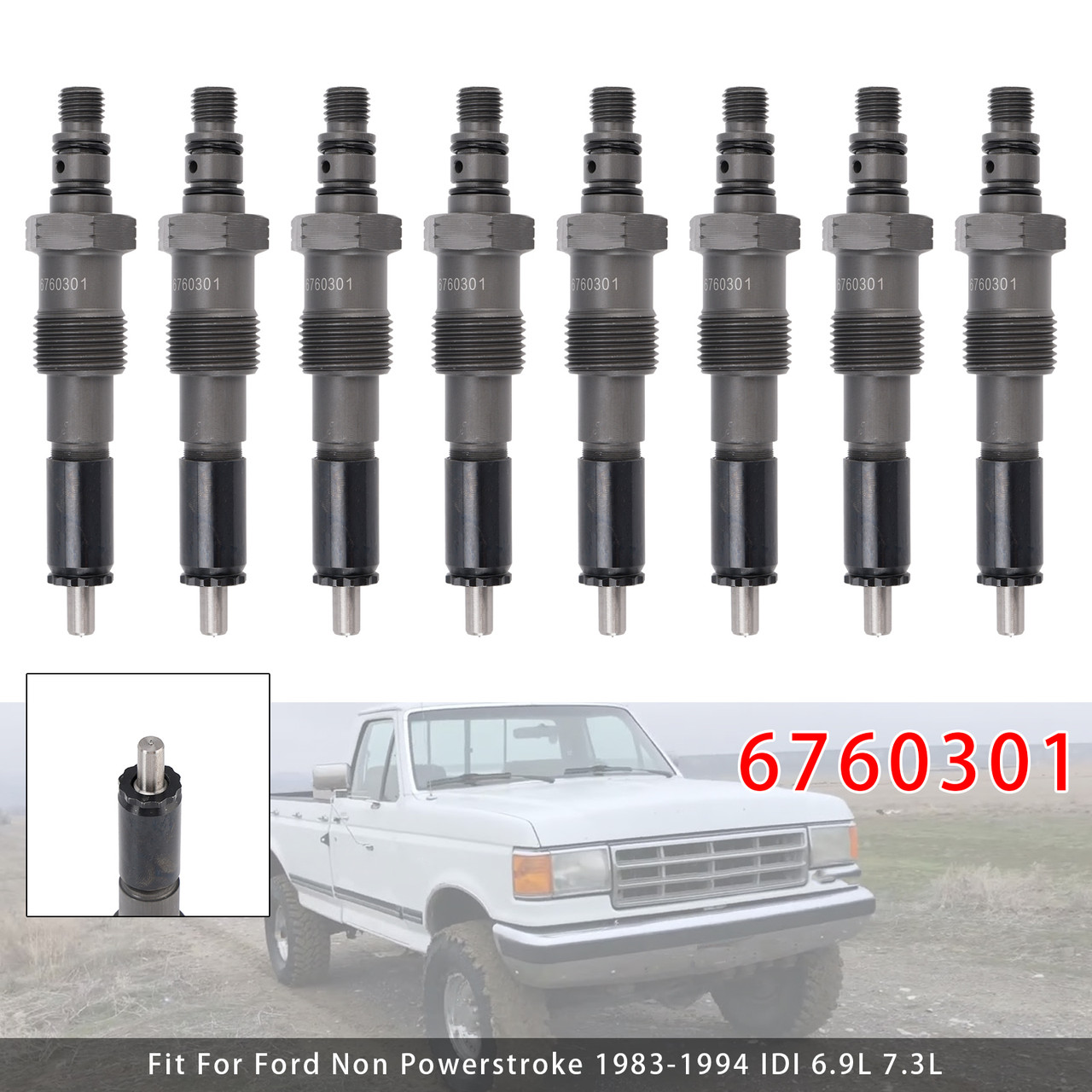 1983-1994 Ford Non Powerstroke IDI 6.9L 7.3L 8Pcs Fuel Injector 6760301 780435 Generic