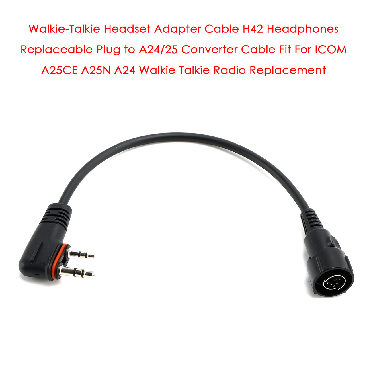 H42 Headphones Replaceable Plug to A24 Converter Cable For ICOM A25CE A25N A24