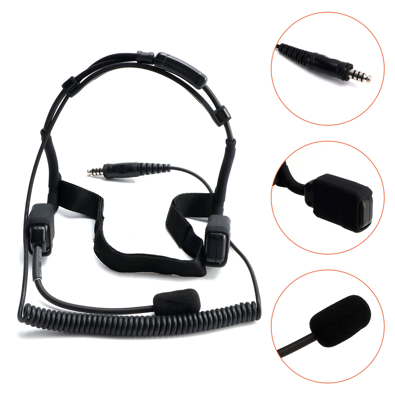 7.1-C9 Advanced Rear Mount Big Plug Tactical Earhook Headset Bone Headphones