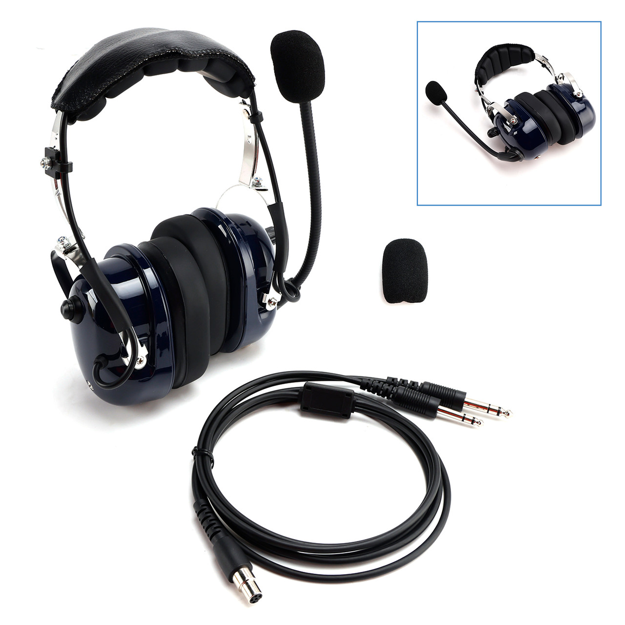 Pilot Noise-Cancelling Headset with 6.3/5.2mm GA Plugs Universal for Aircraft