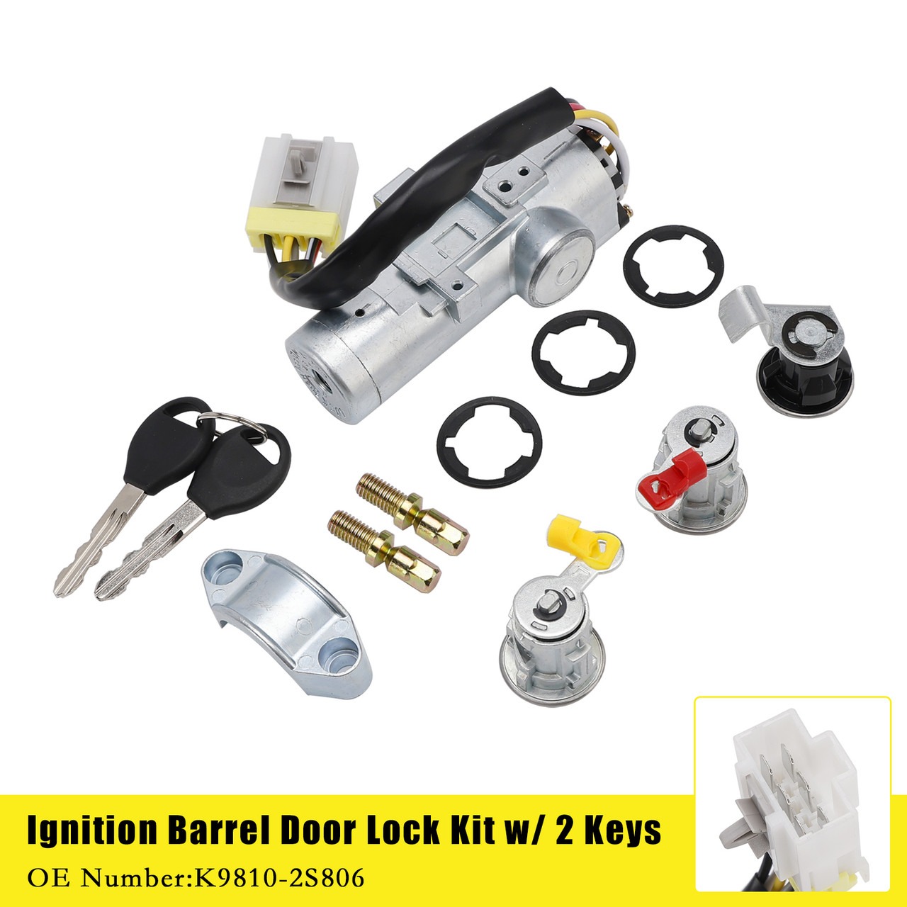 1997-2006 Nissan Navara D22 Ignition Barrel Door Lock Kit w/ 2 Keys K9810-2S806 Generic