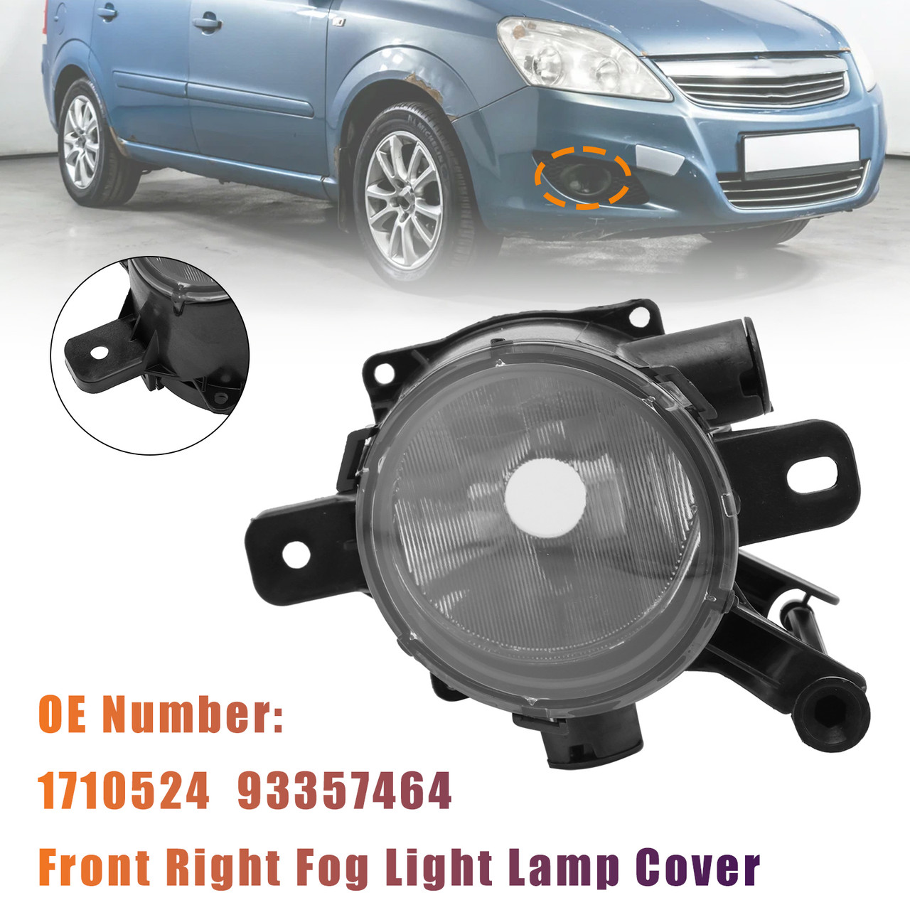 2008-2011 Opel Zafira B (A05) Front Right Fog Light Lamp Cover 1710525 93357465 Generic