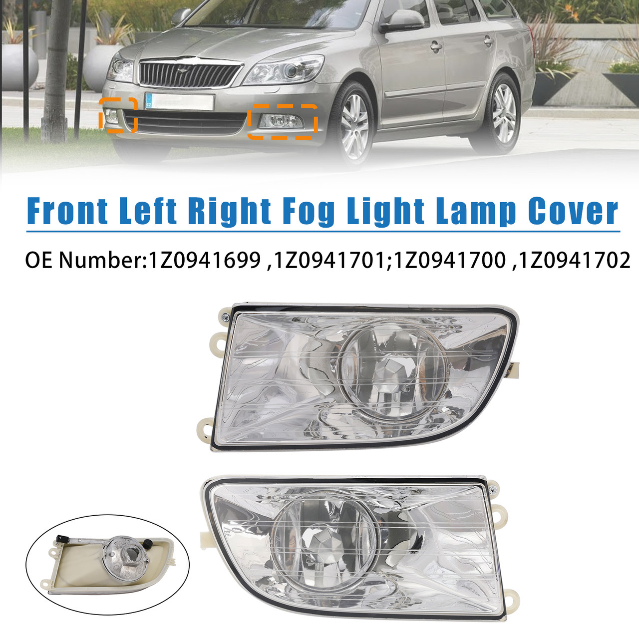 2004-2008 Skoda Octavia II Front Left Right Fog Light Lamp Cover 1Z0941701 1Z0941702 Generic