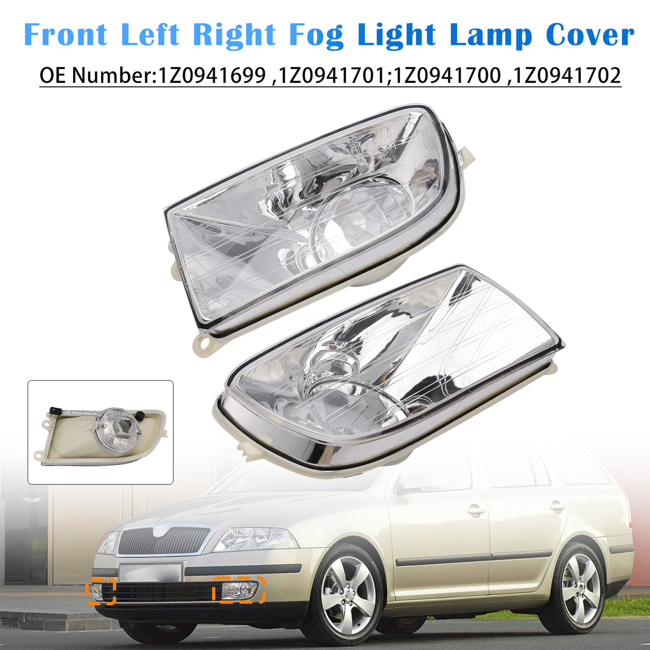 2004-2008 Skoda Octavia II Front Left Right Fog Light Lamp Cover 1Z0941701 1Z0941702 Generic