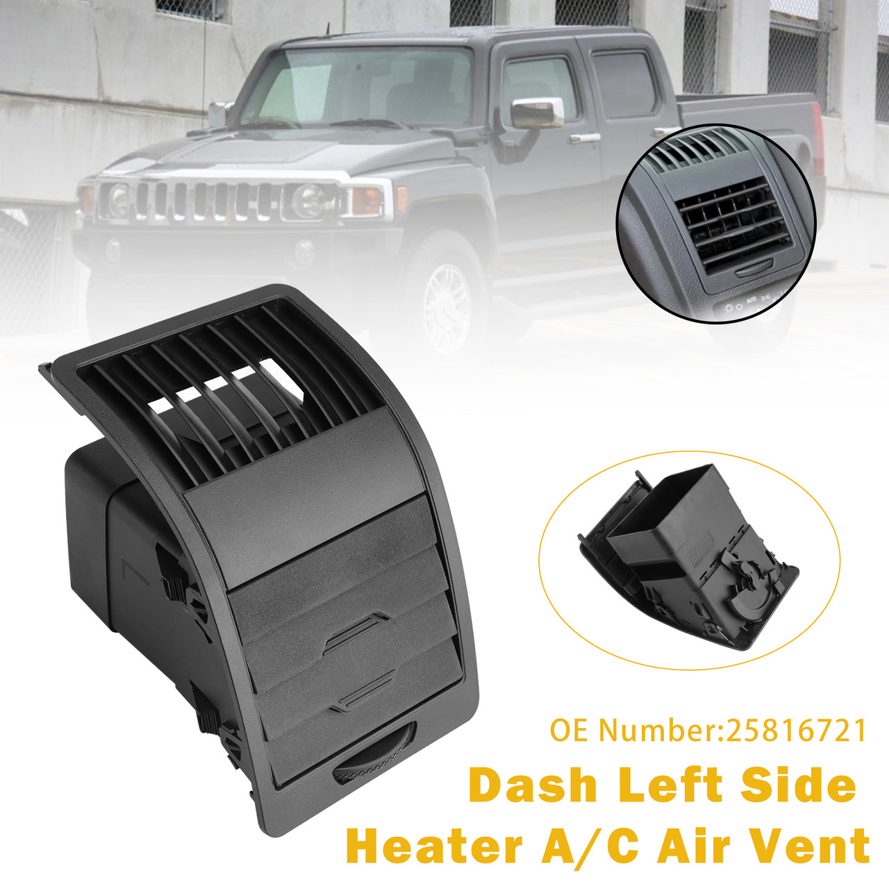 2006-2010 Hummer H3 H3T Dash Left Side Heater A/C Air Vent Outlet Grille 25816721 Generic