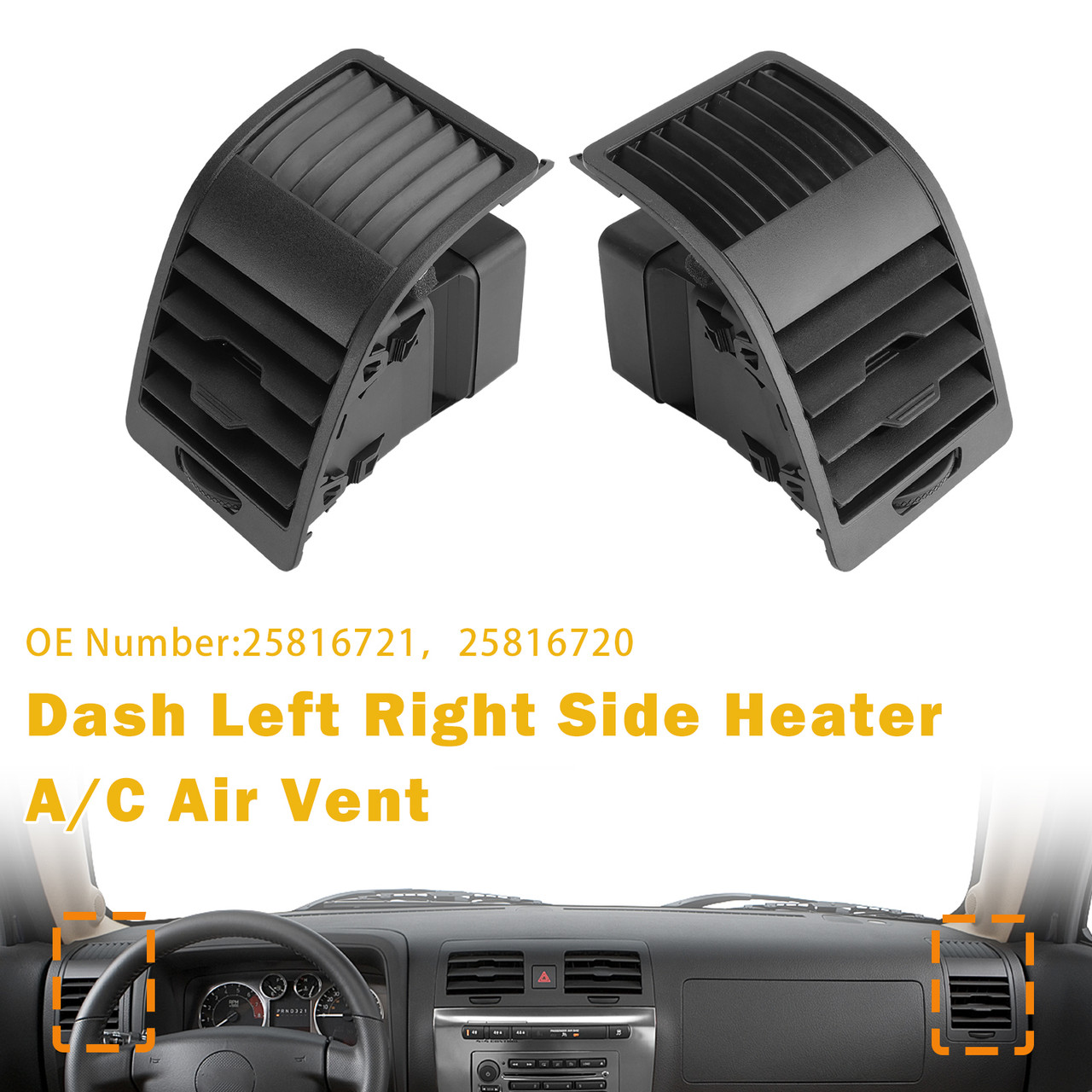 2006-2010 Hummer H3 H3T Dash Left Right Heater A/C Air Vent Outlet Grille 25816721 25816720 Generic