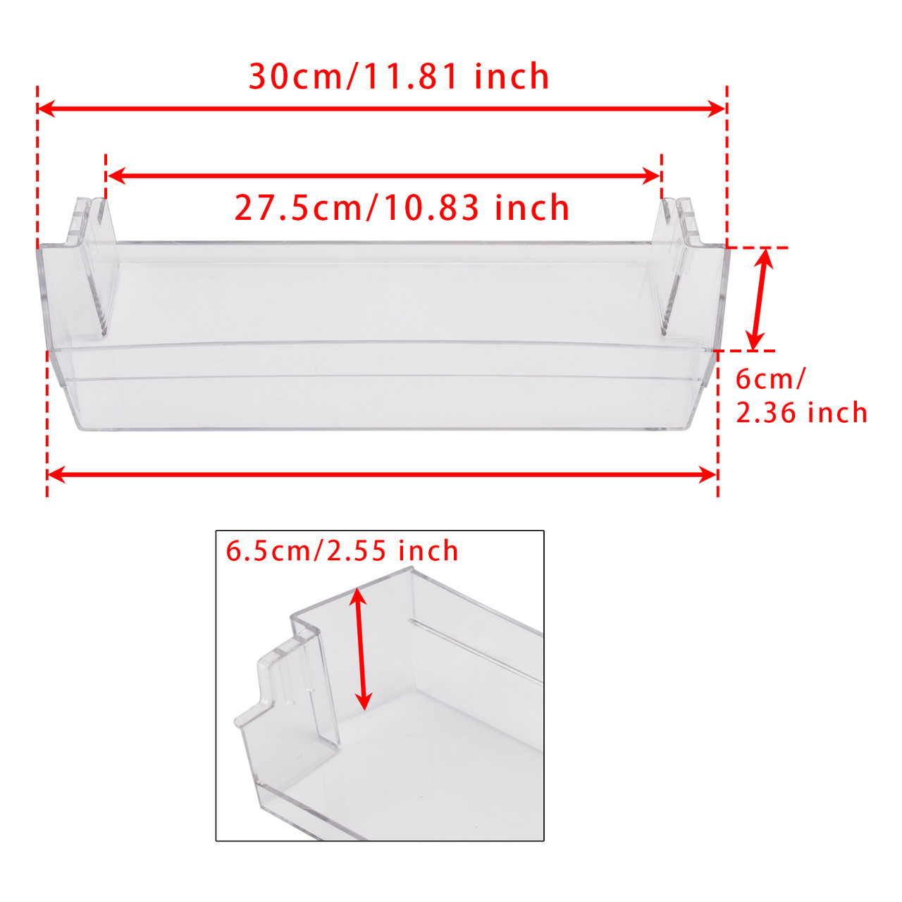 Fridge Shelf Grey Clear Middle or top Door Bin 306mm 289072710 For Dometic Caravan
