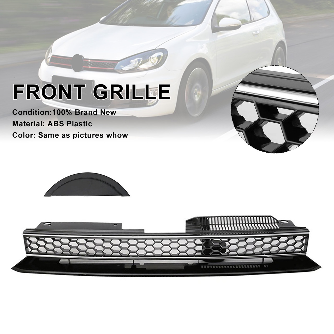 2011-2014 Volkswagen Jetta Wagon MK6 GTI Style Front High Bar Black Chrome Trim Grille 5K0-853-651-AL-QWA Generic