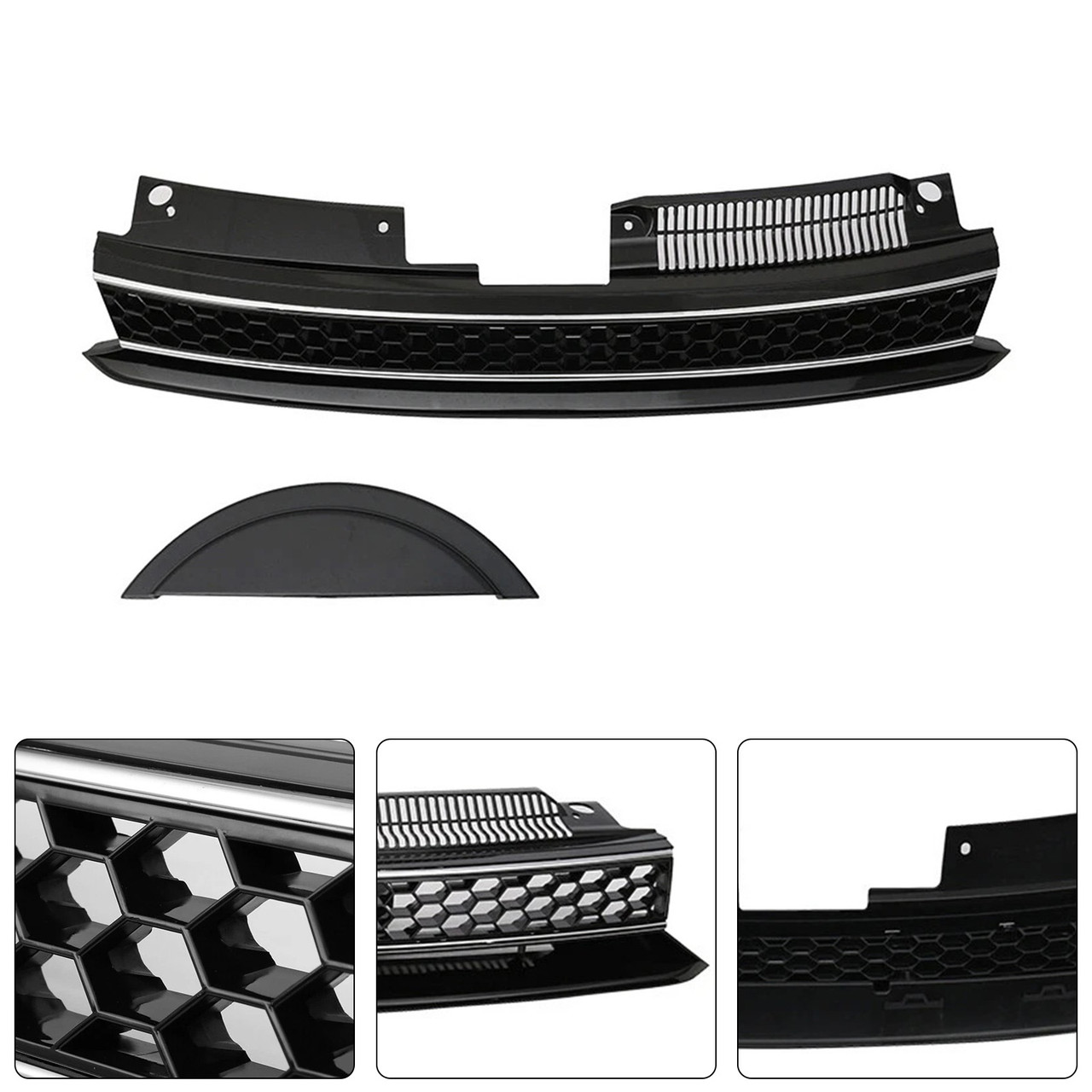 2011-2014 Volkswagen Jetta Wagon MK6 GTI Style Front High Bar Black Chrome Trim Grille 5K0-853-651-AL-QWA Generic