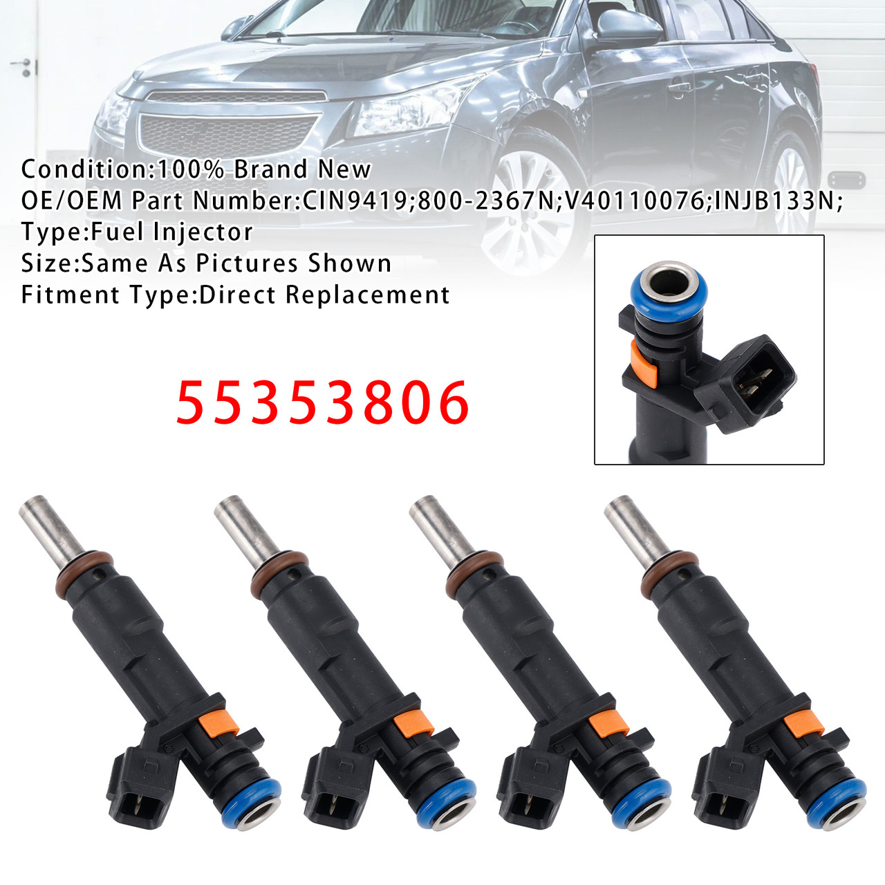 4Pcs Fuel Injector For Vauxhall Astra Insignia A Chevrolet Cruze Trax 55353806