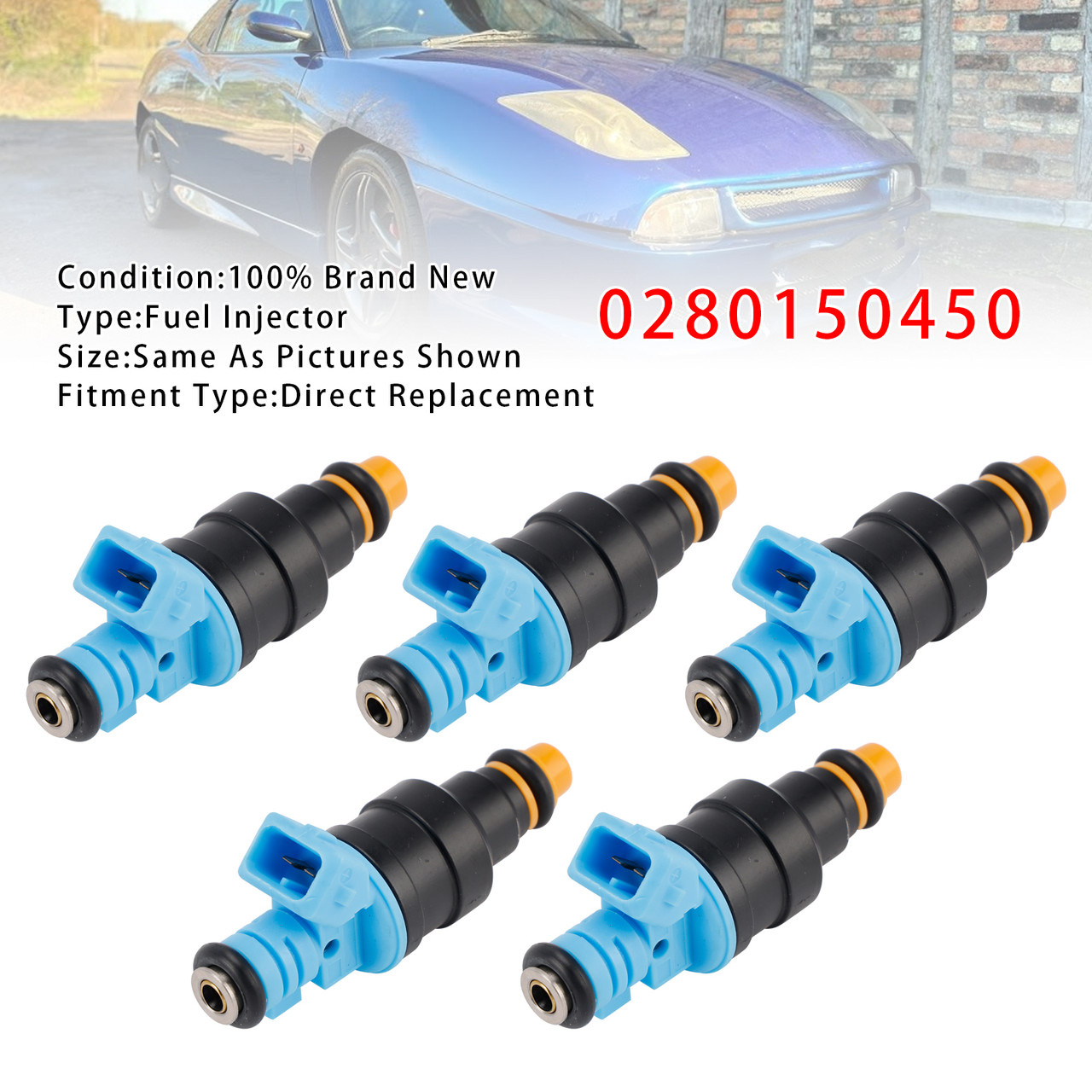 1996-2000 Fiat Coupé 2.0L 5Pcs Fuel Injector 0280150450 Generic