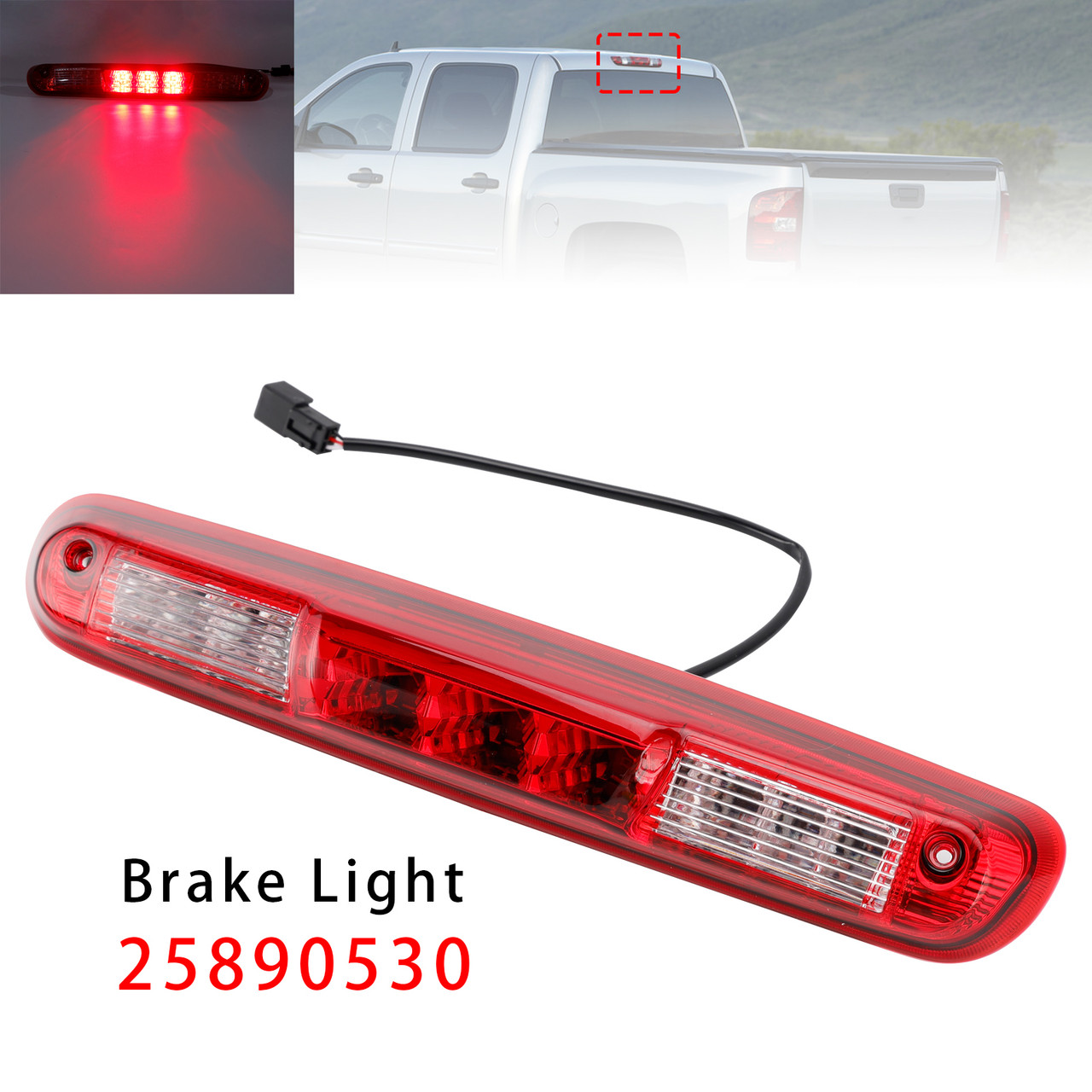 2007-2013 Chevrolet Silverado 1500 2500 3500 LED Third Brake Light 25890530 Generic