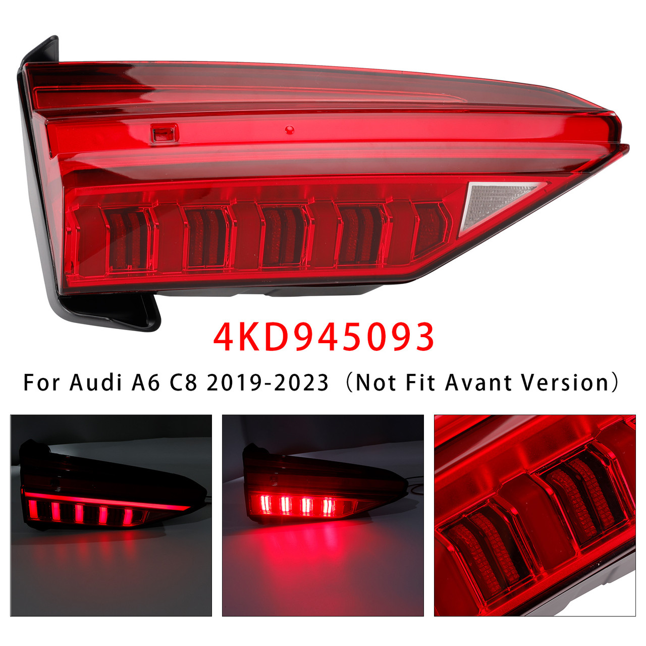2019-2023 Audi A6 C8 Left LED Inner Tail Light Assembly 4KD945093 Generic