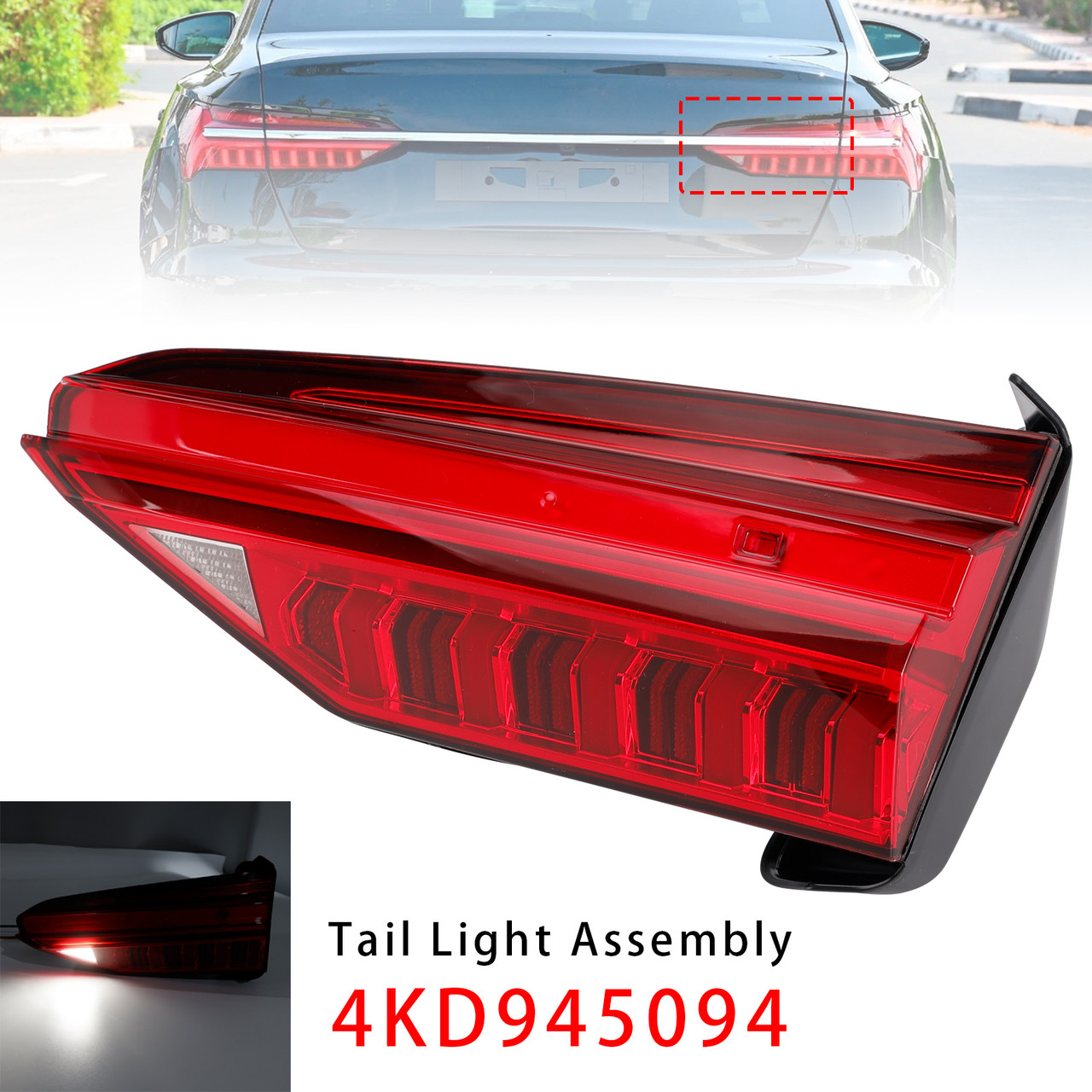 2019-2023 Audi A6 C8 Right LED Inner Tail Light Assembly 4KD945094 Generic
