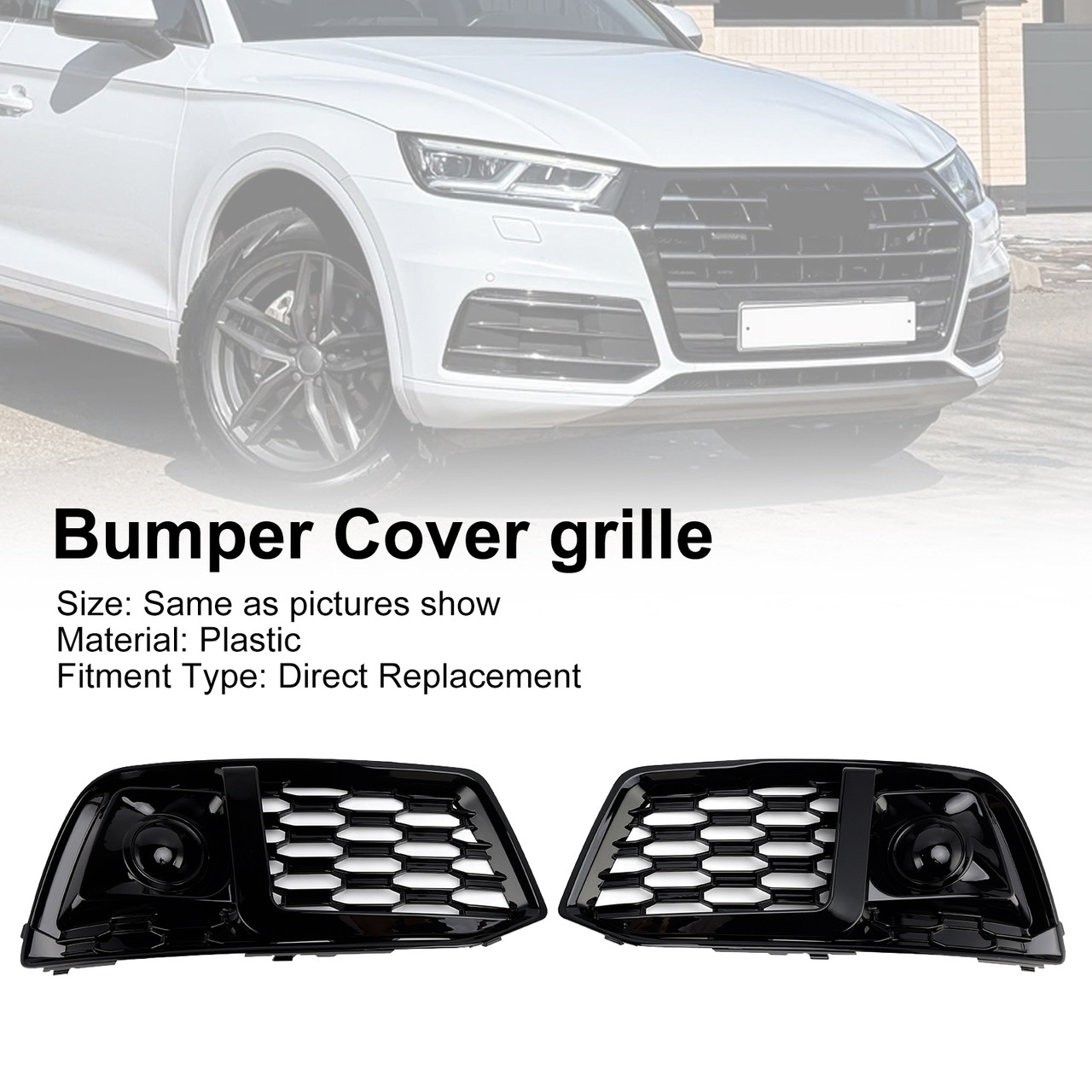 2018-2022 Audi Q5 Standard Version 2PCS Front Bumper Cover Grille Generic