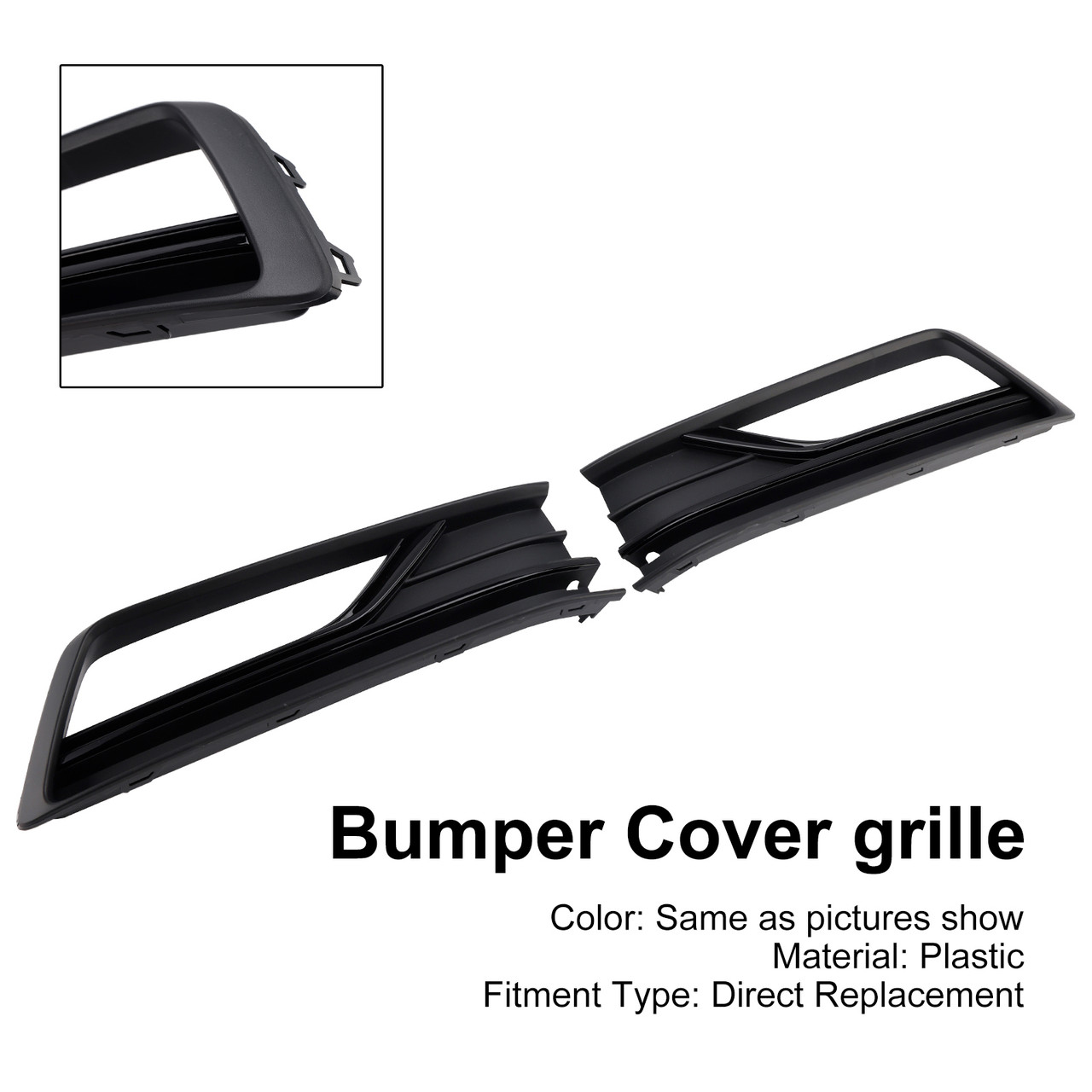 2016-2019 VW Passat B8 2PCS Fog Light Lamp Grille Cover 561854661M Gloss Black Generic