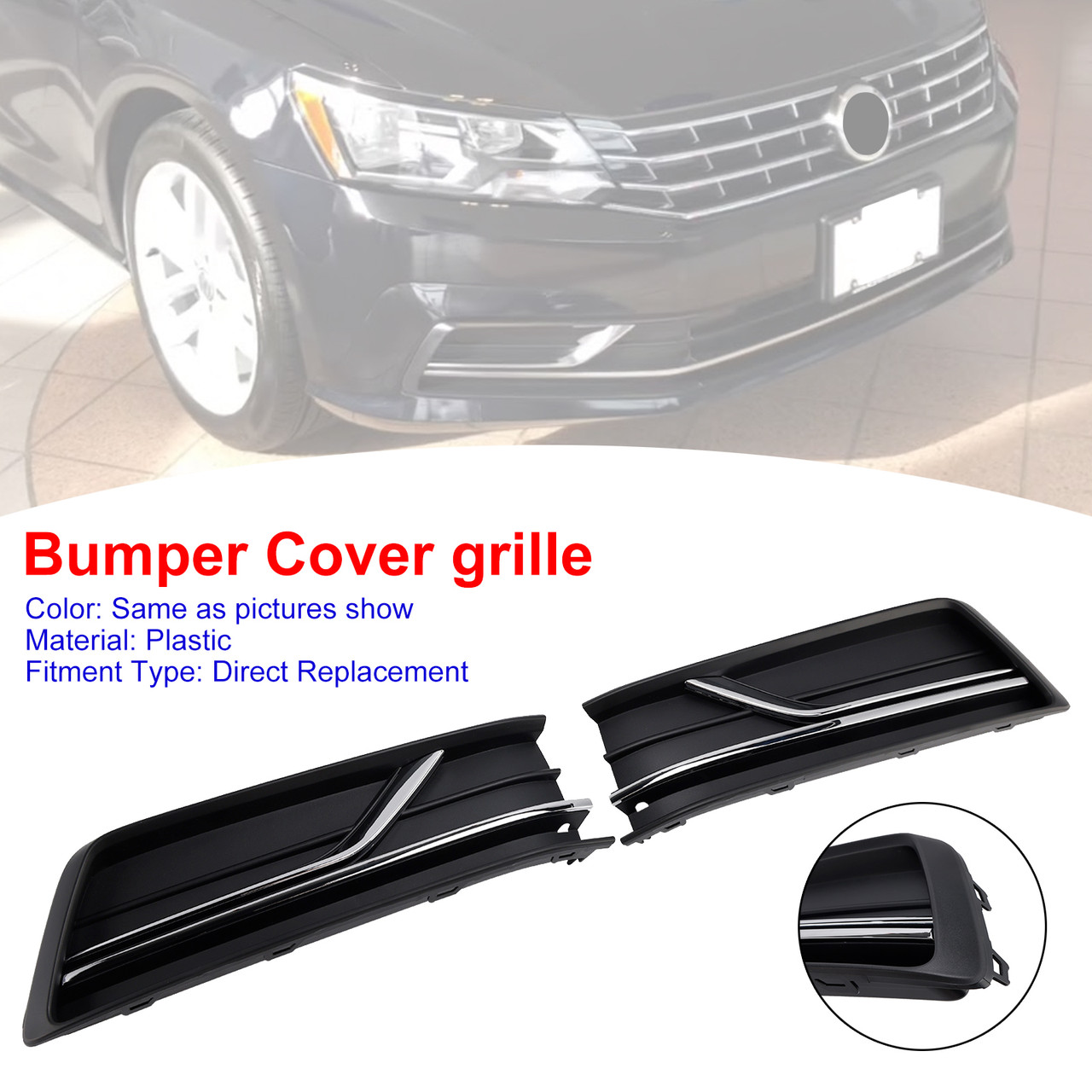 2016-2019 VW Passat B8 2PCS Front Left and Right Side Fog Light Cover Chrome Generic