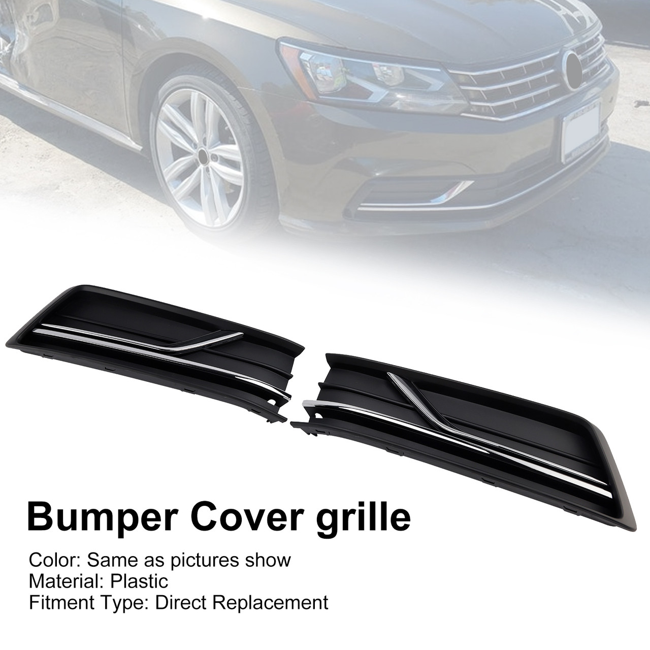 2016-2019 VW Passat B8 2PCS Front Left and Right Side Fog Light Cover Chrome Generic
