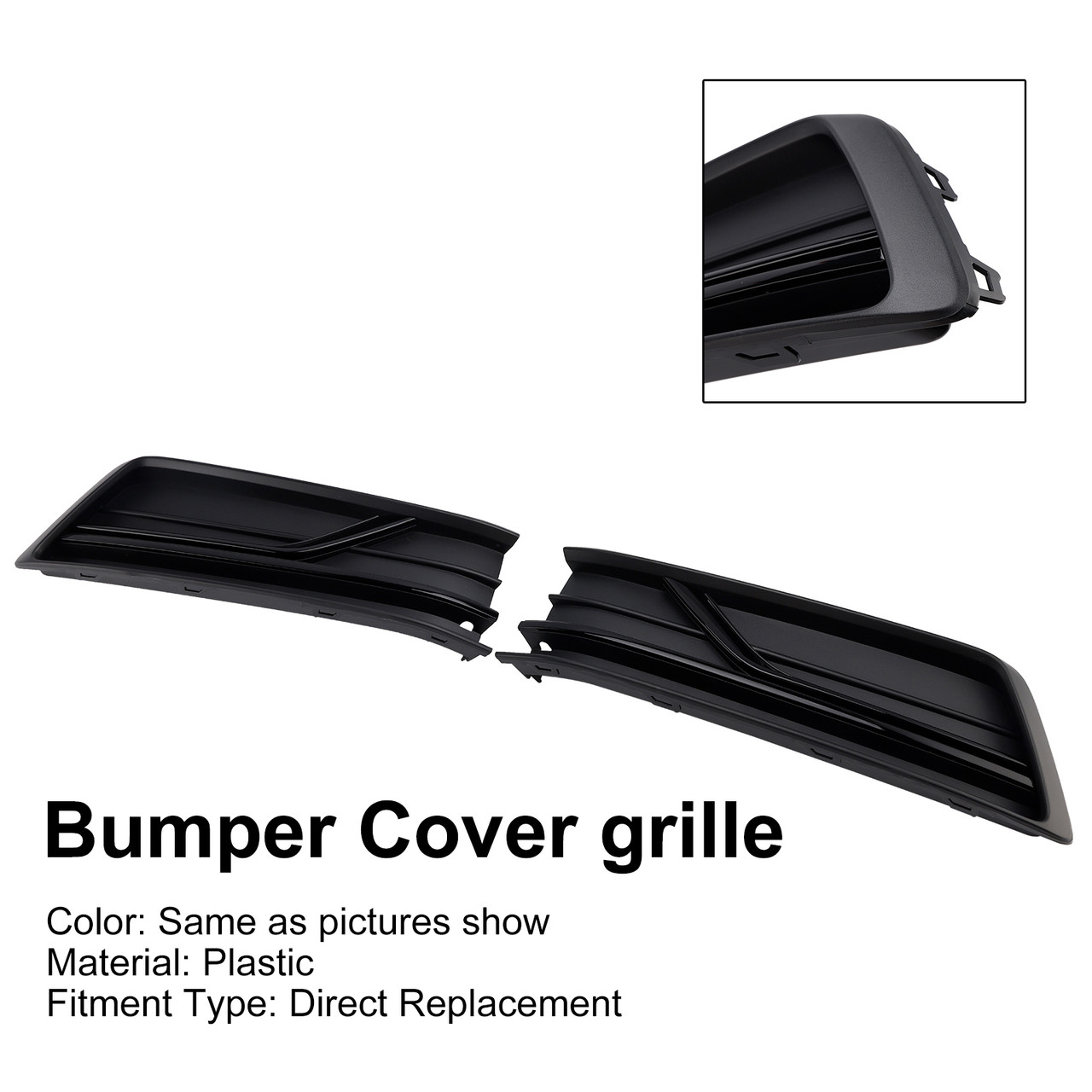 2016-2019 VW Passat B8 2PCS Front Left and Right Side Fog Light Cover Gloss Black Generic