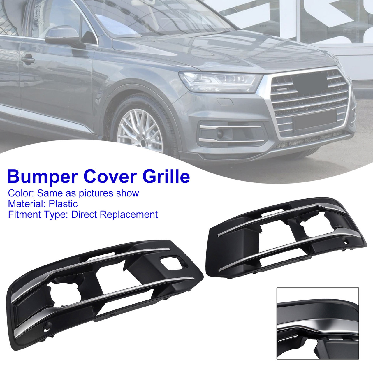 2016-2019 Audi Q7 2PCS Front Bumper Fog Light Grille Cover 4M0807682AA4W3 Generic