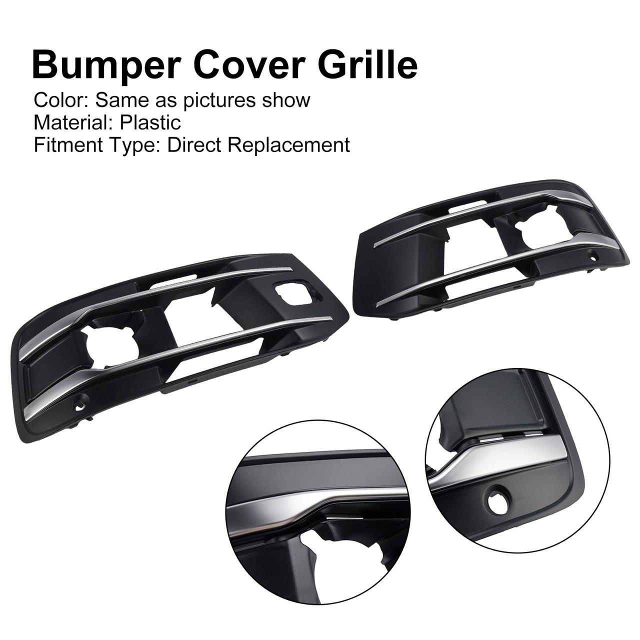 2016-2019 Audi Q7 2PCS Front Bumper Fog Light Grille Cover 4M0807682AA4W3 Generic