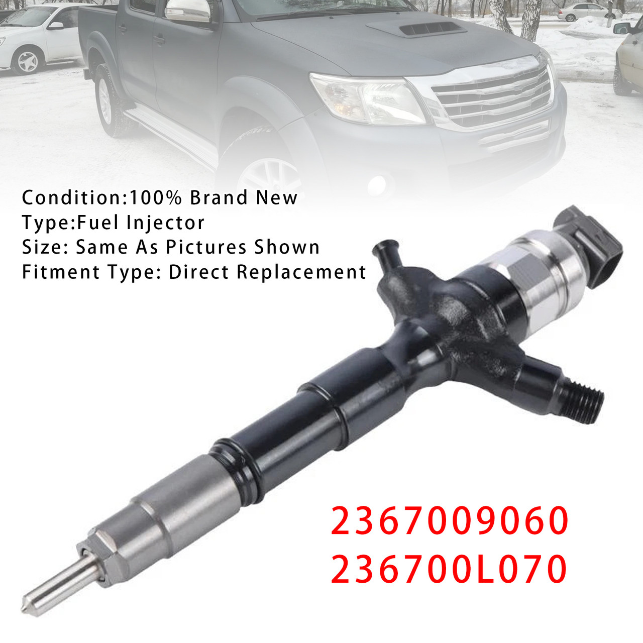 Toyota Hilux Hiace 2KD-FTV 2.5L 1Pcs Fuel Injector 2367009060 236700L070 Generic