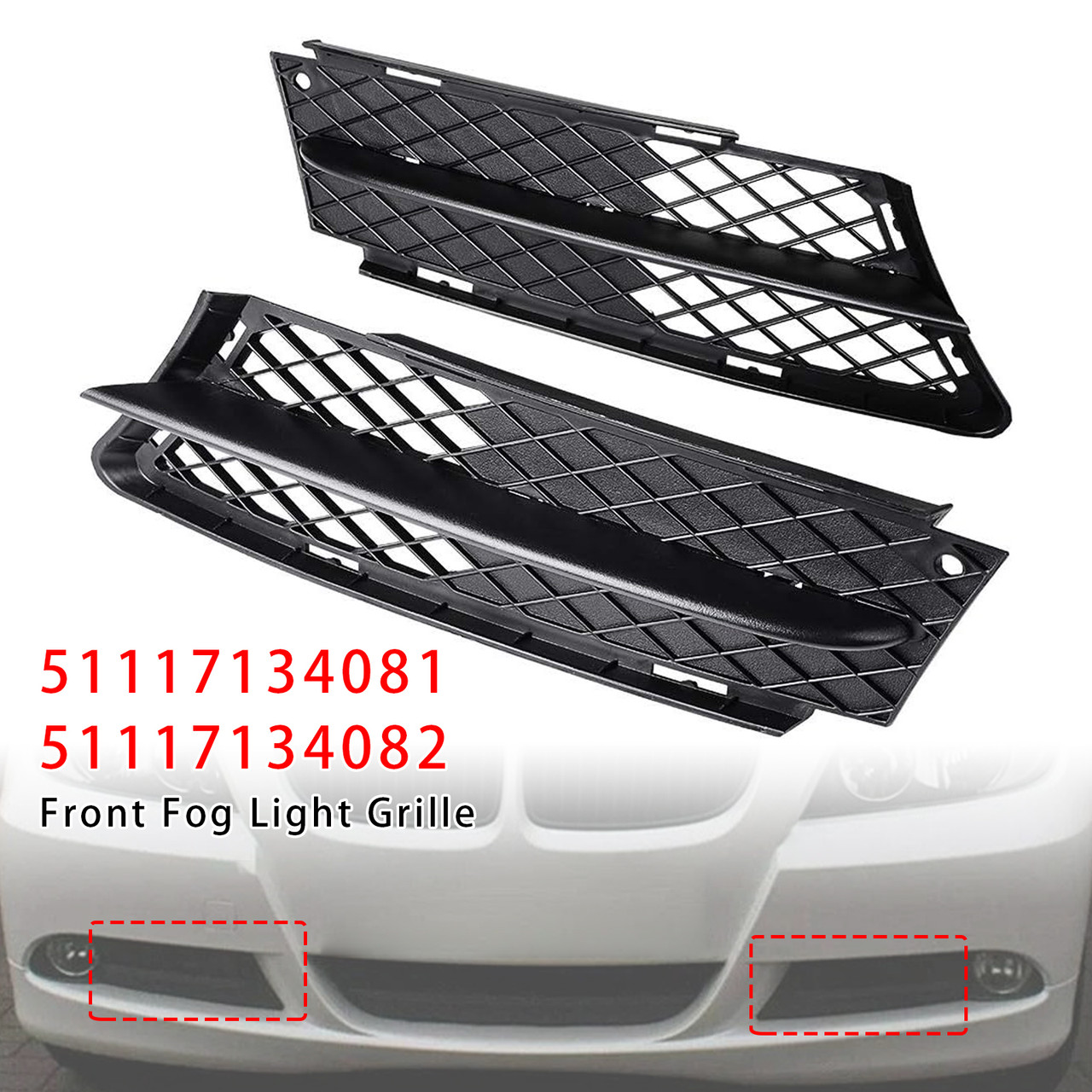 2006-2008 BMW 3 Series E90 E91 Front Fog Light Grille 51117134081 Generic