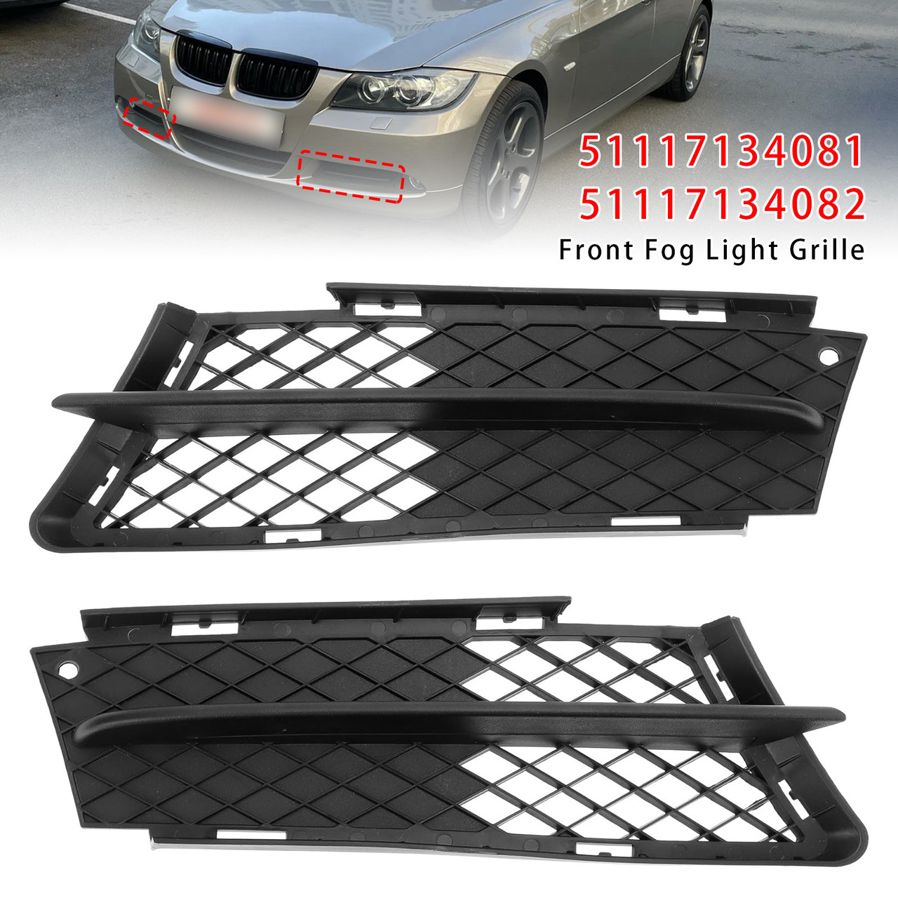 2006-2008 BMW 3 Series E90 E91 Front Fog Light Grille 51117134081 Generic