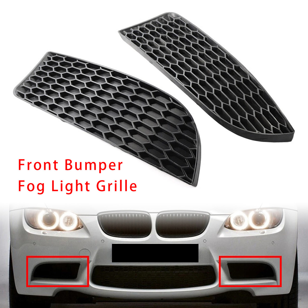 2009-2011 BMW 3 Series E90 E92 E93 M3 Style Front Bumper Fog Light Grille Black Generic