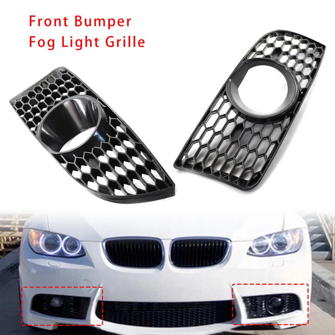 Front Bumper Fog Light Grille For BMW 3 Series E90 E92 E93 M3 Style 2009-2011