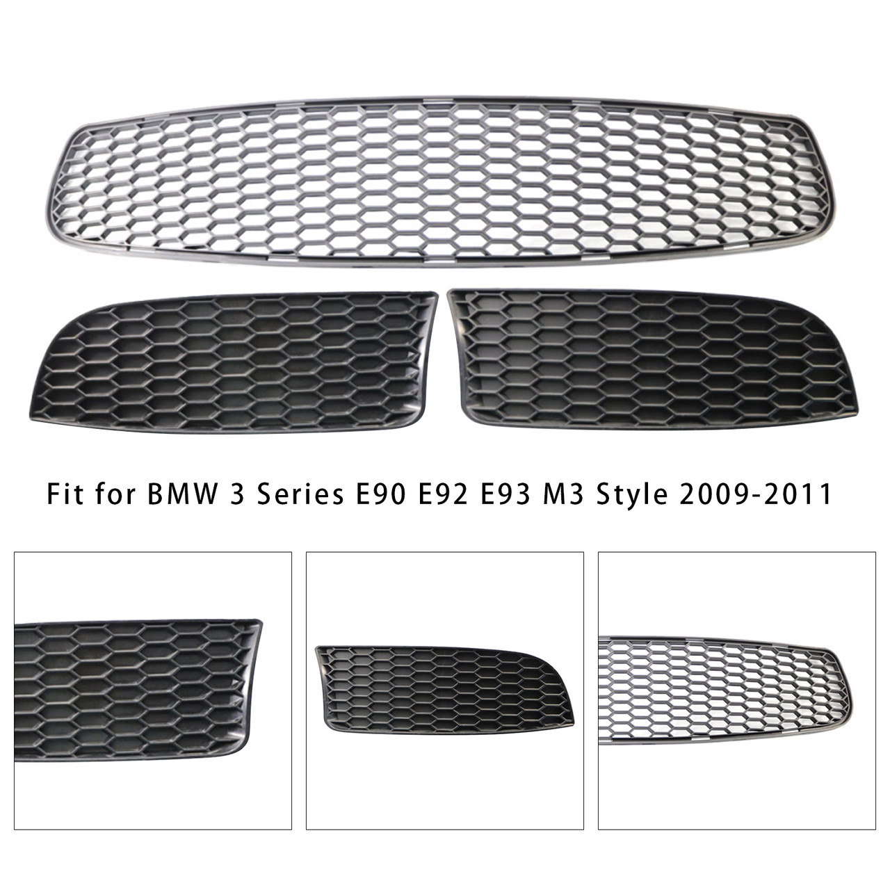 Front Bumper Lower Grille Set For BMW 3 Series E90 E92 E93 M3 2009-2011