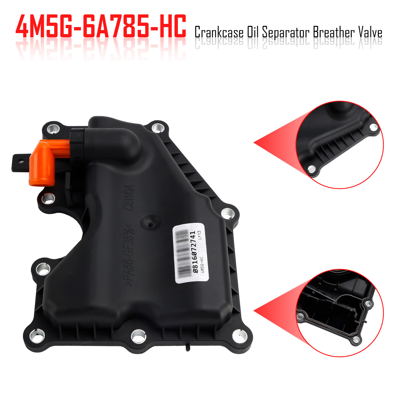 2013 2016-2024 Ford Mustang 2.3L L4 Gasolina Crankcase Oil Separator Breather Valve 4M5G-6A785-HC Generic