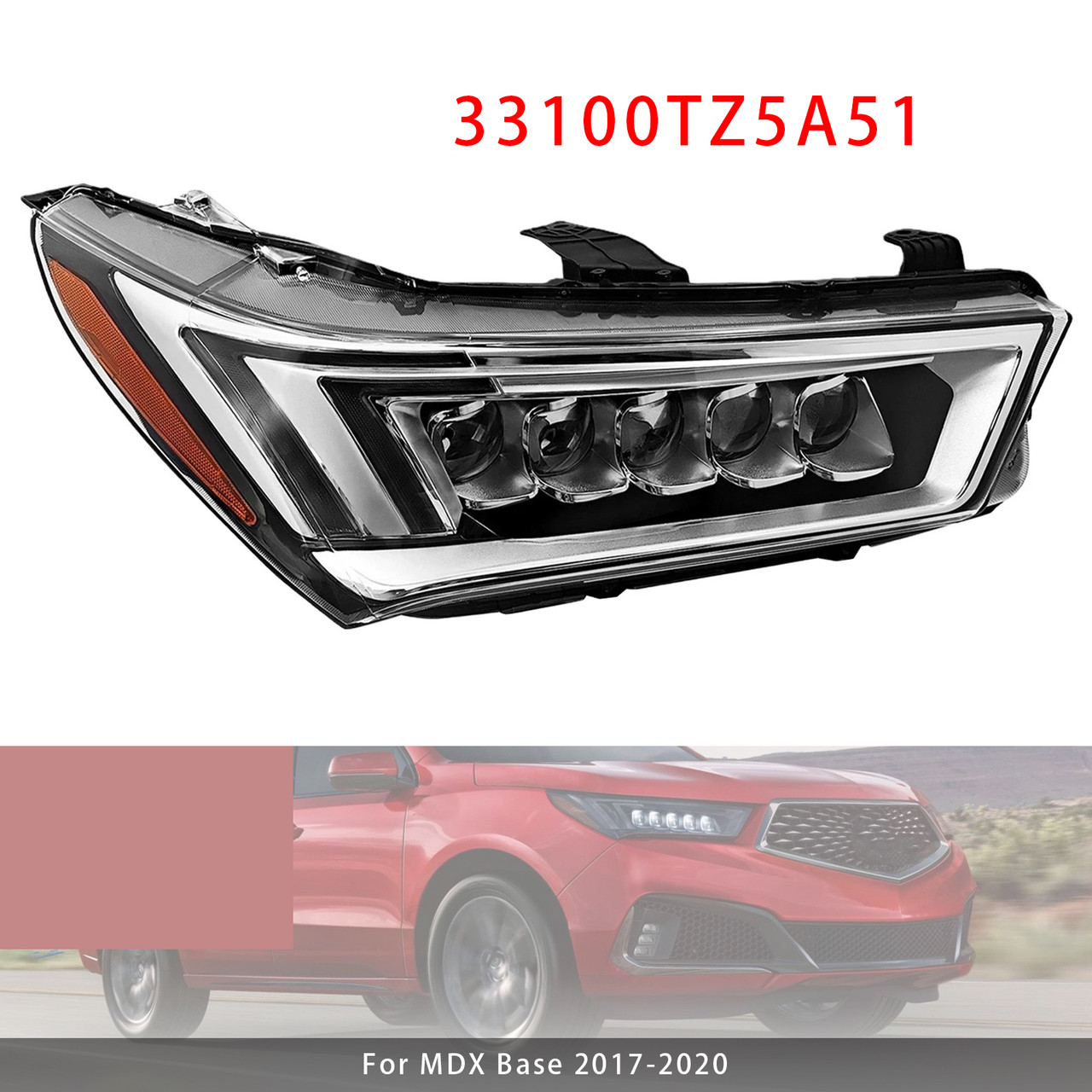 2017-2020 MDX Base Front Right LED Headlight 33100TZ5A51 Generic