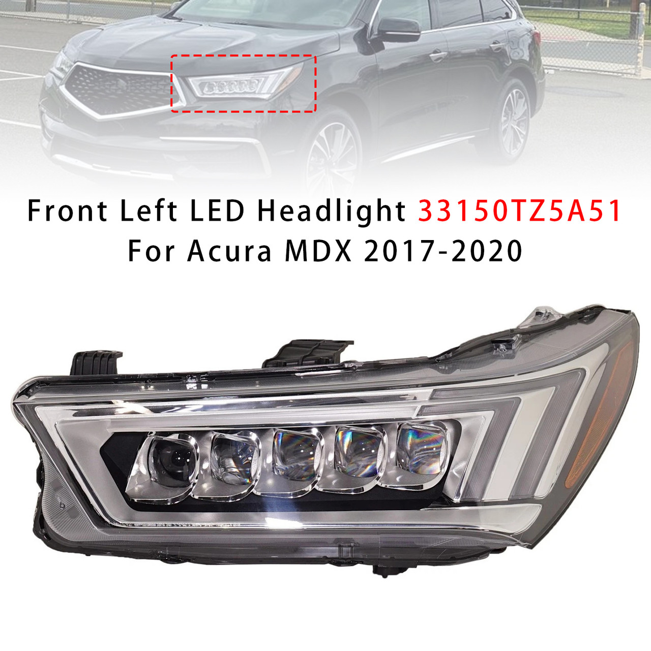 2017-2020 MDX Sport Hybrid Front Left LED Headlight 33150TZ5A51 Generic