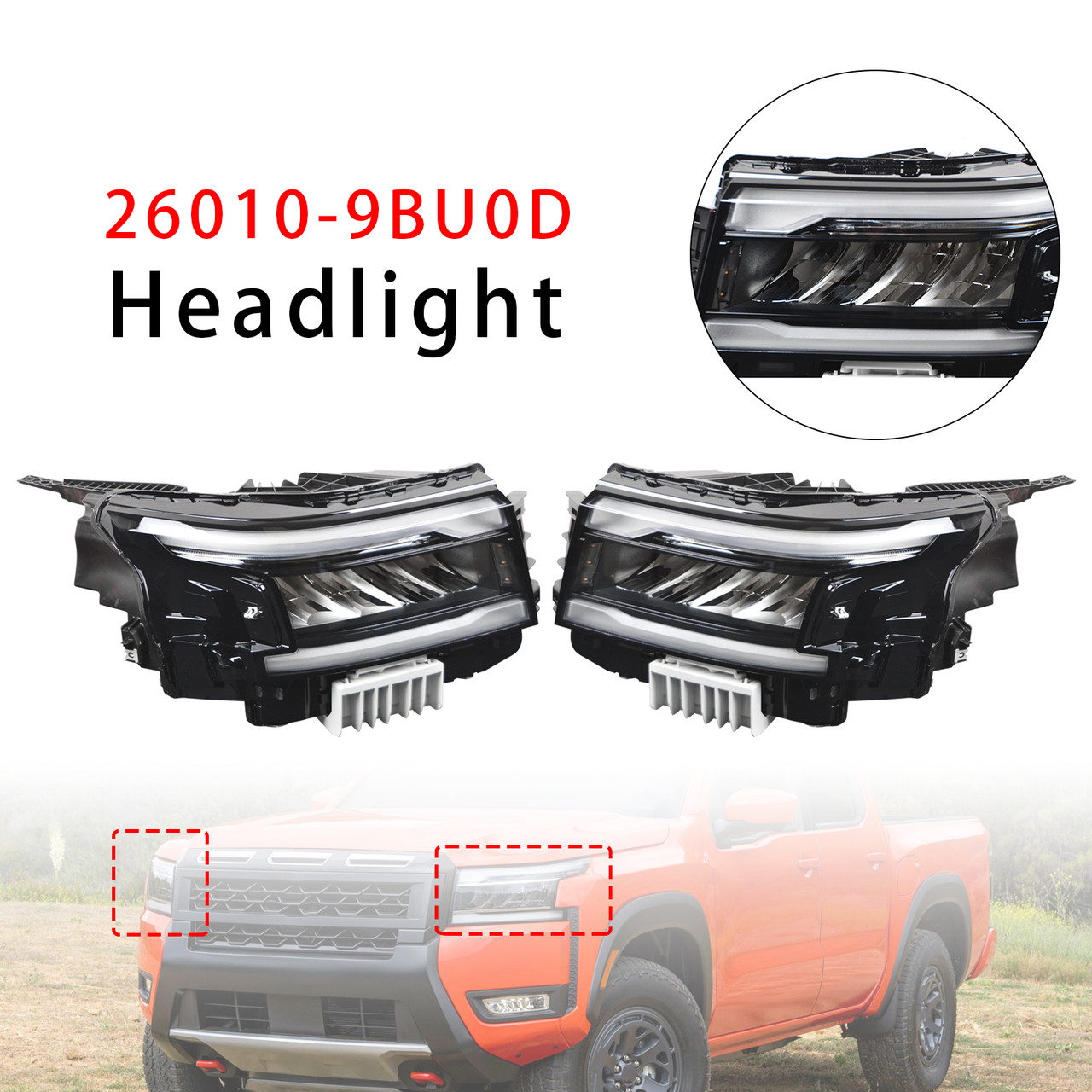 2022-2025 Nissan Frontier Front Left+Right LED Headlight w/DRL 26060-9BU0D 26010-9BU0C Generic