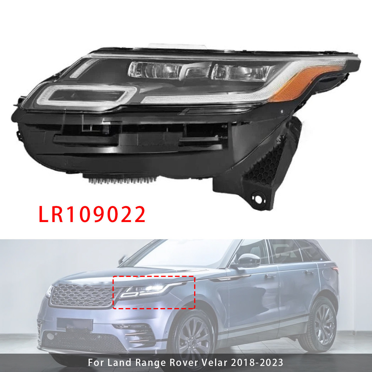 2018-2023 Land Range Rover Velar Front Left LED Headlight LR109022 Generic