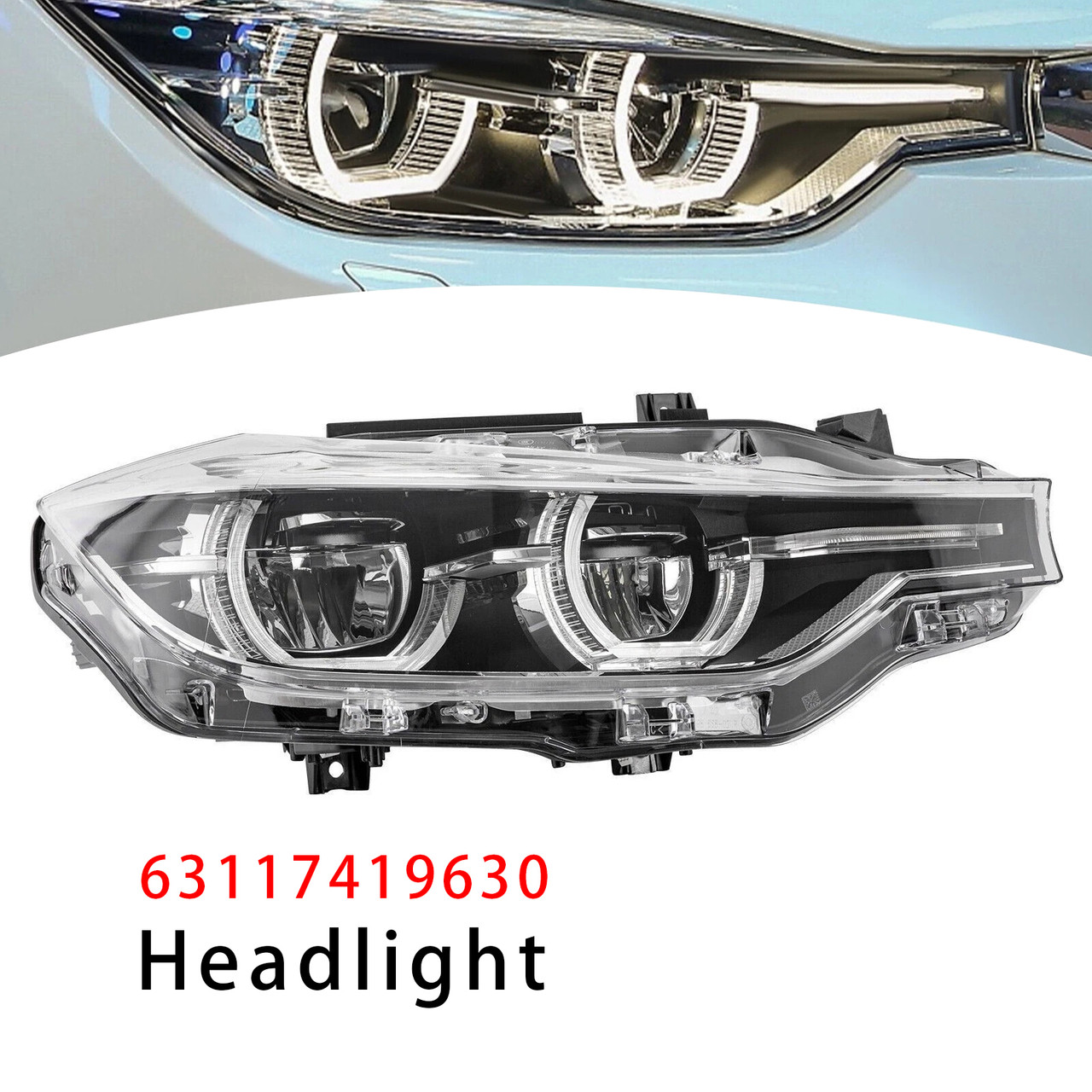 2016-2019 BMW 3 Series F30 320i 330i 340i Right LED Headlight 63117419630 Generic
