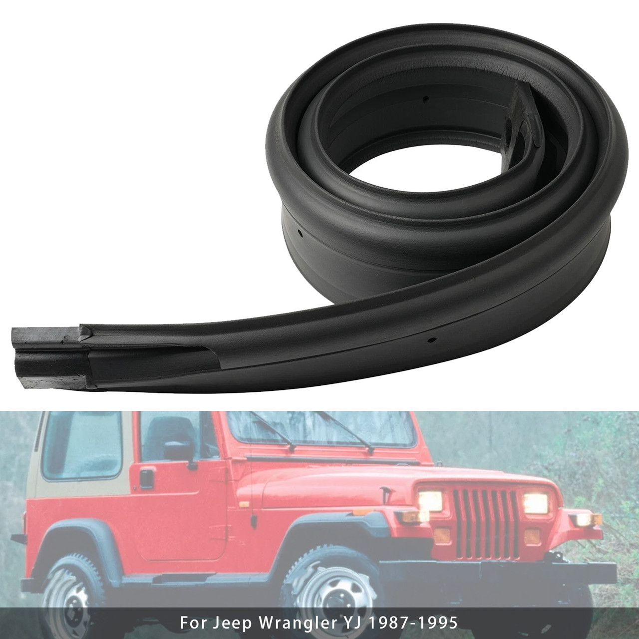 1987-1995 Jeep Wrangler YJ Cowl Seal to Windshield Frame Rubber Gasket 55009127 Generic