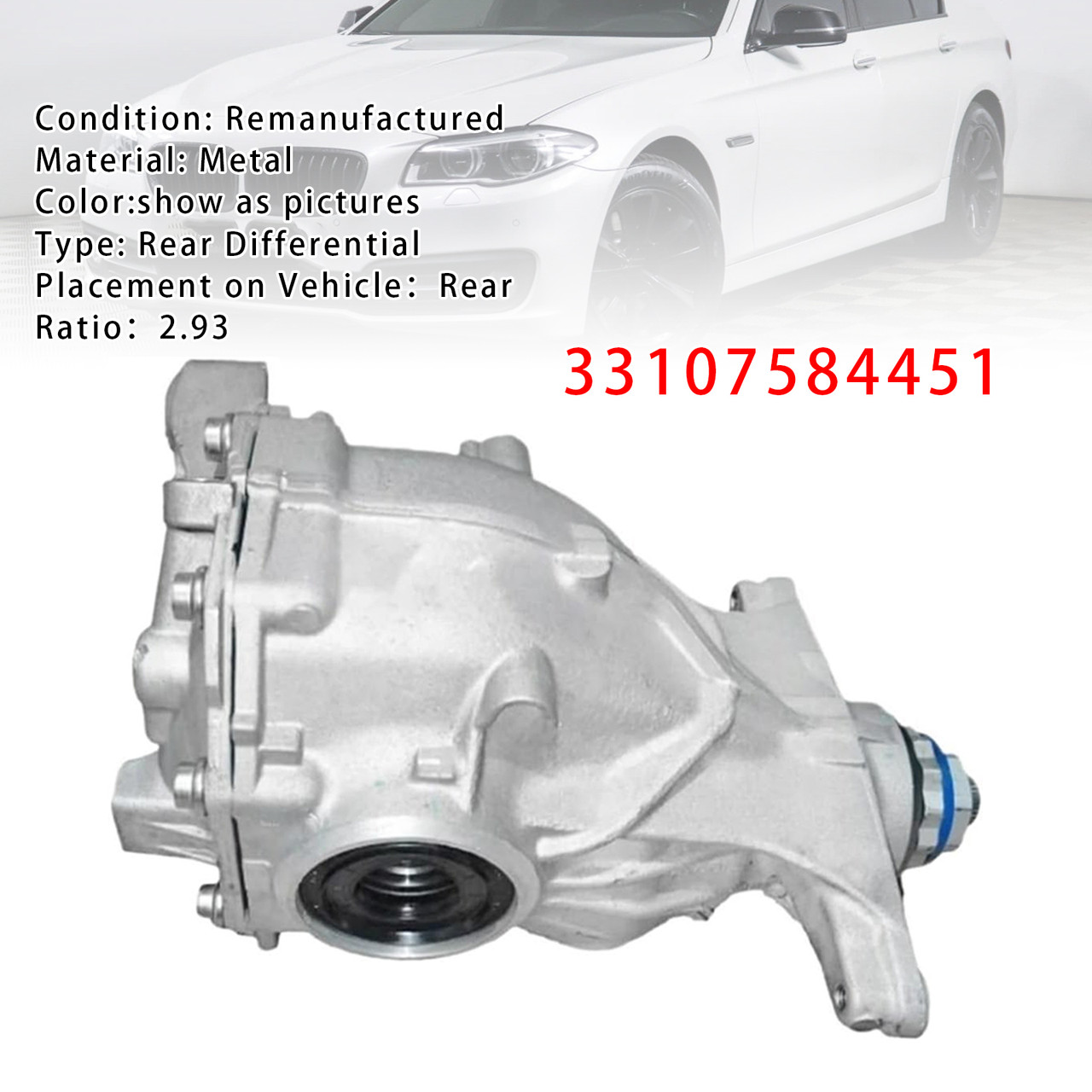 BMW 5 SeriesF10 F11 520d 525d Diesel Rear Axle Differential Assembly 33107584451 2.93 Ratio Generic