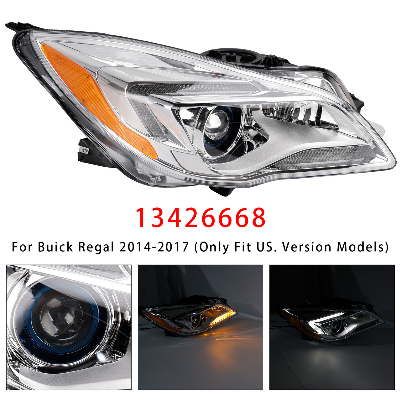 2014-2017 Buick Regal HID Xenon Right Headlight 13426668 Generic