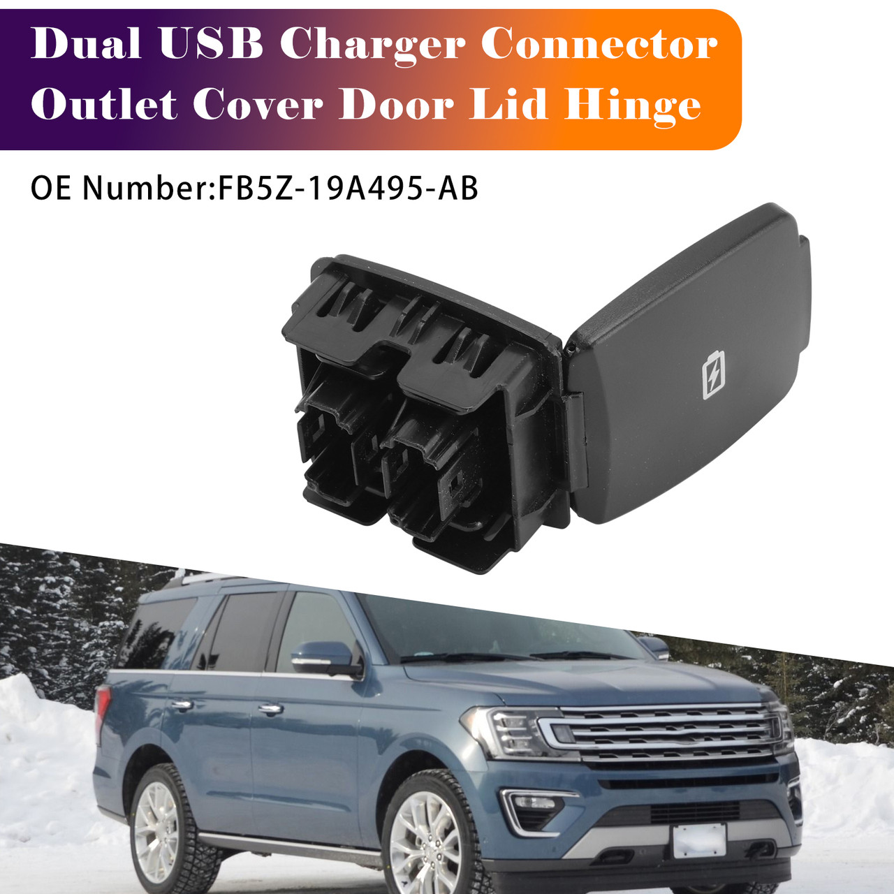 2016-2021 Ford Navigator Dual USB Charger Connector Outlet Cover Door Lid Hinge FB5Z-19A495-AB Generic