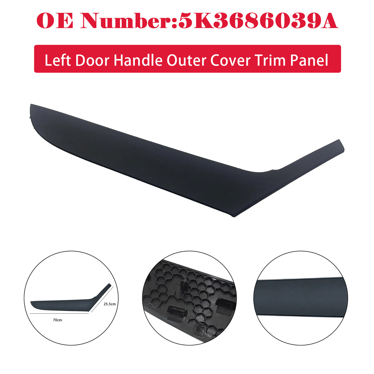 2009-2013 VW Golf 6 Coupe Left Door Handle Outer Cover Trim Panel 5K3686039A Generic