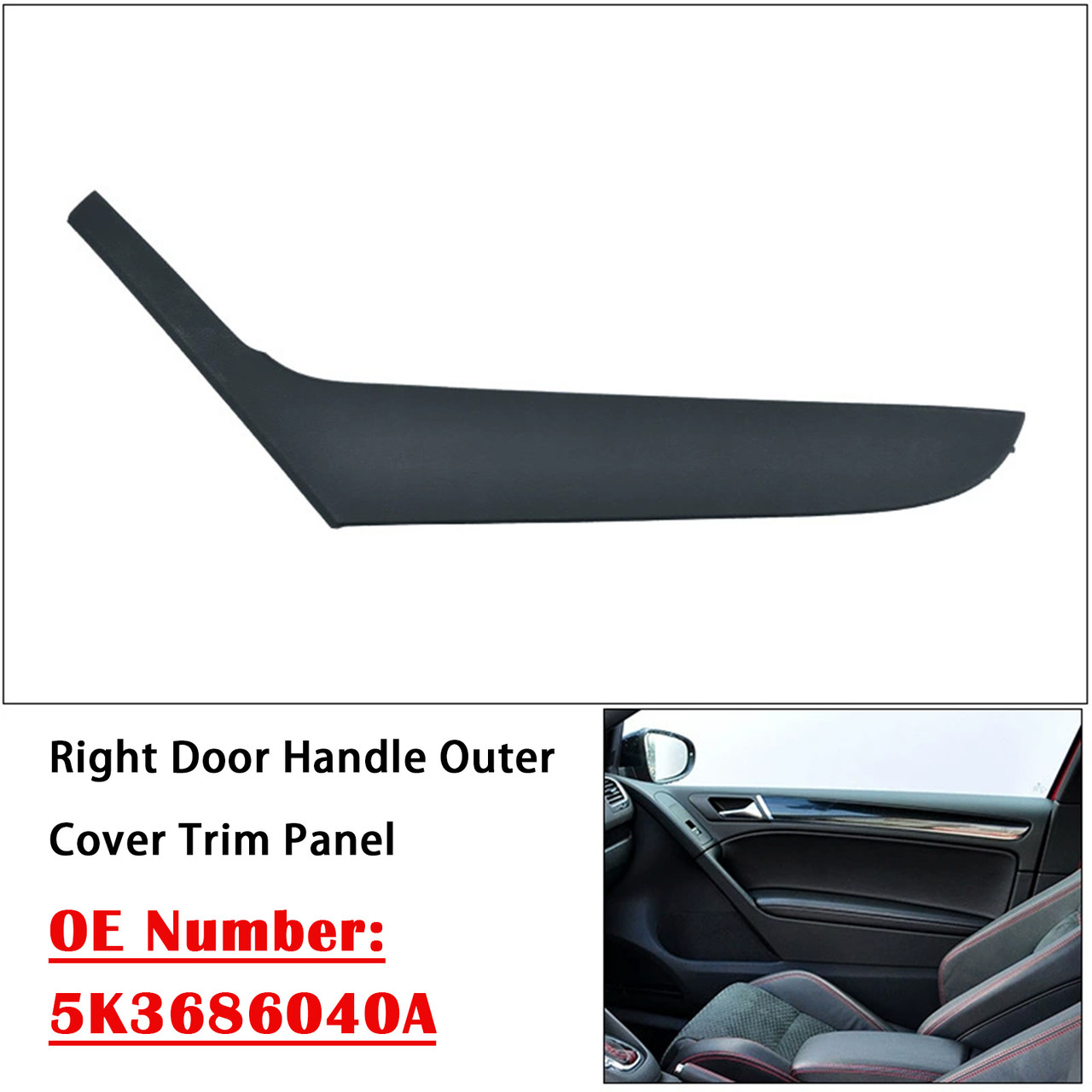 2009-2013 VW Golf 6 Coupe Right Door Handle Outer Cover Trim Panel 5K3686040A Generic