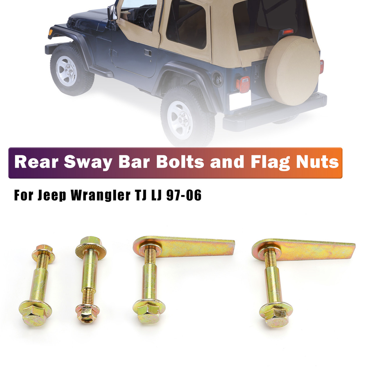 1997-2006 Jeep Wrangler TJ LJ Rear Sway Bar Bolts and Flag Nuts Generic