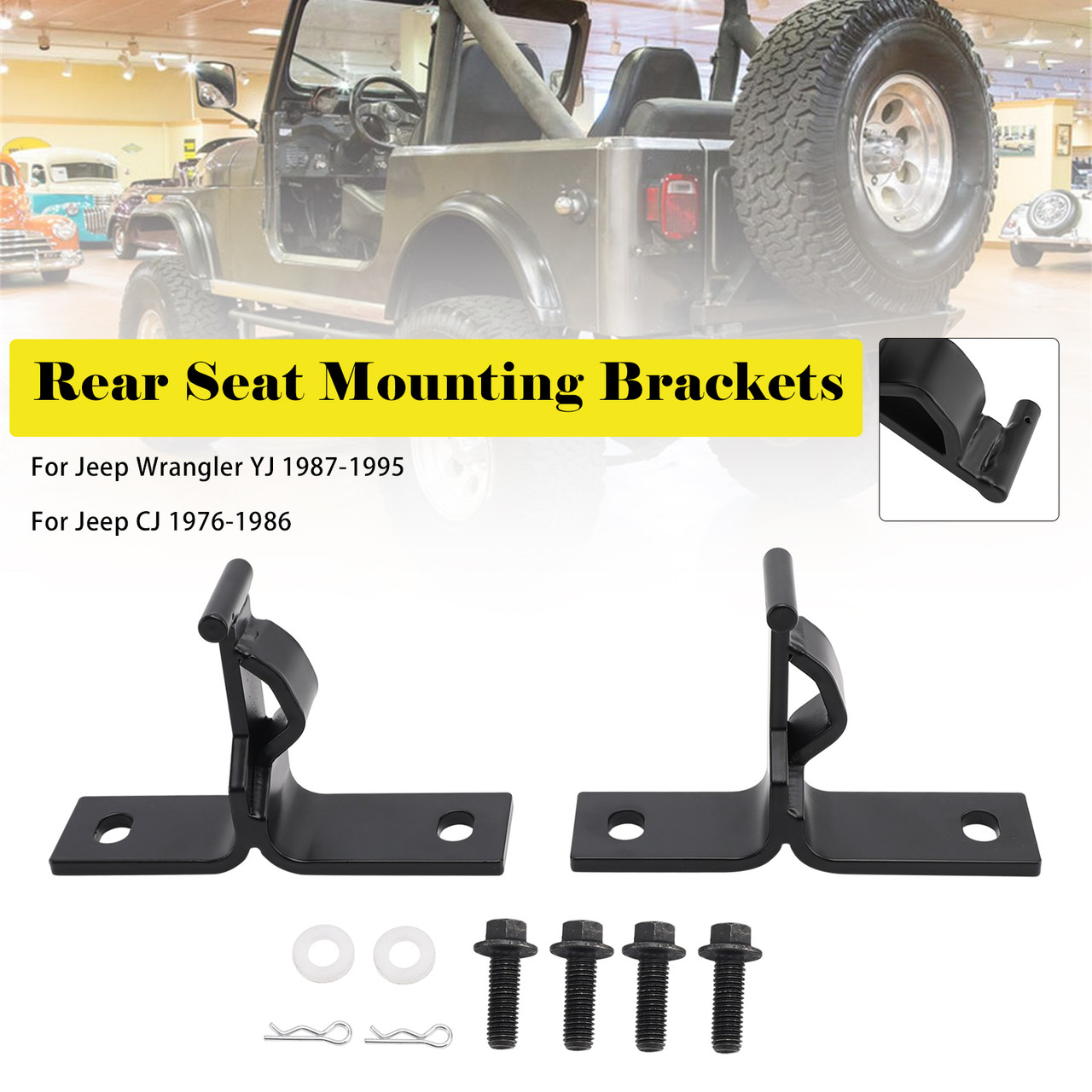 1976-1986 Jeep CJ Rear Seat Mounting Brackets Fold and Tumble Generic