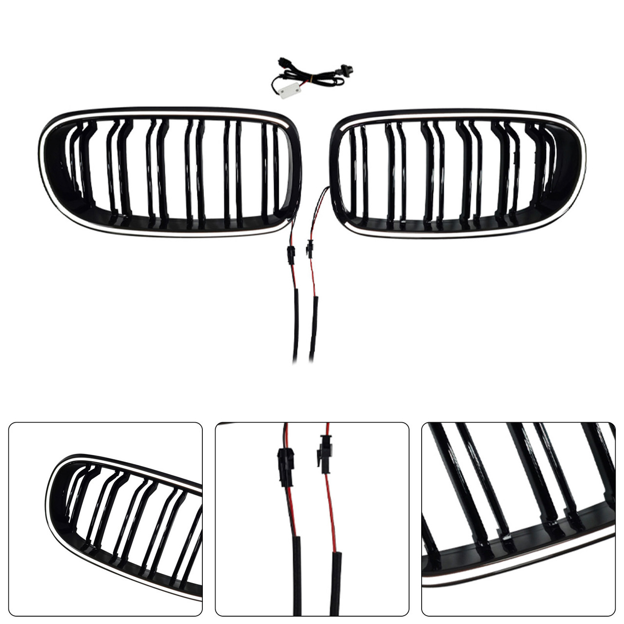 2009-2011 BMW 3 Series E90/E91 Double Rib Front Kidney Grille Gloss Black Generic