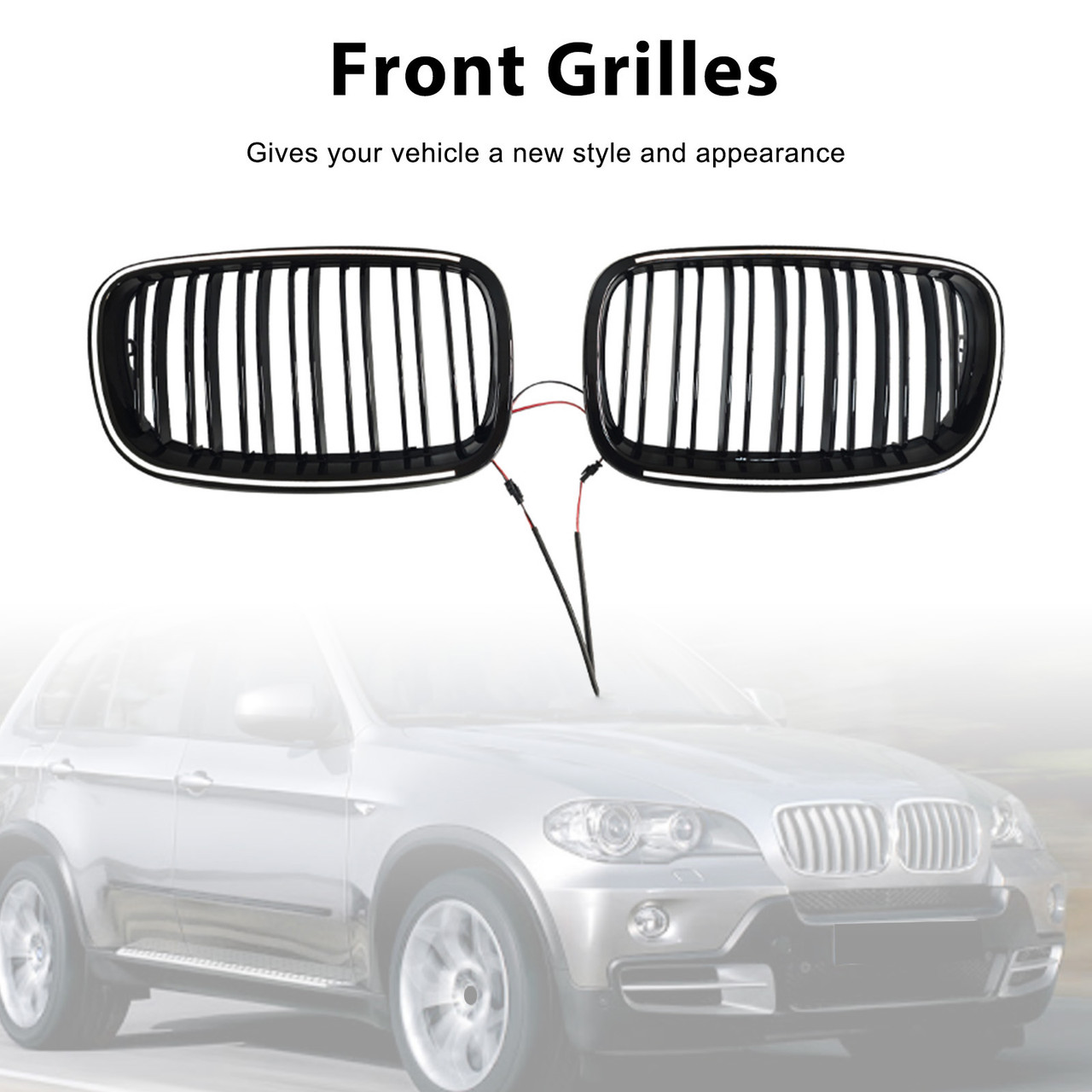 2007-2014 BMW X5 X6 Front Bumper Kidney Grille Gloss Black Generic