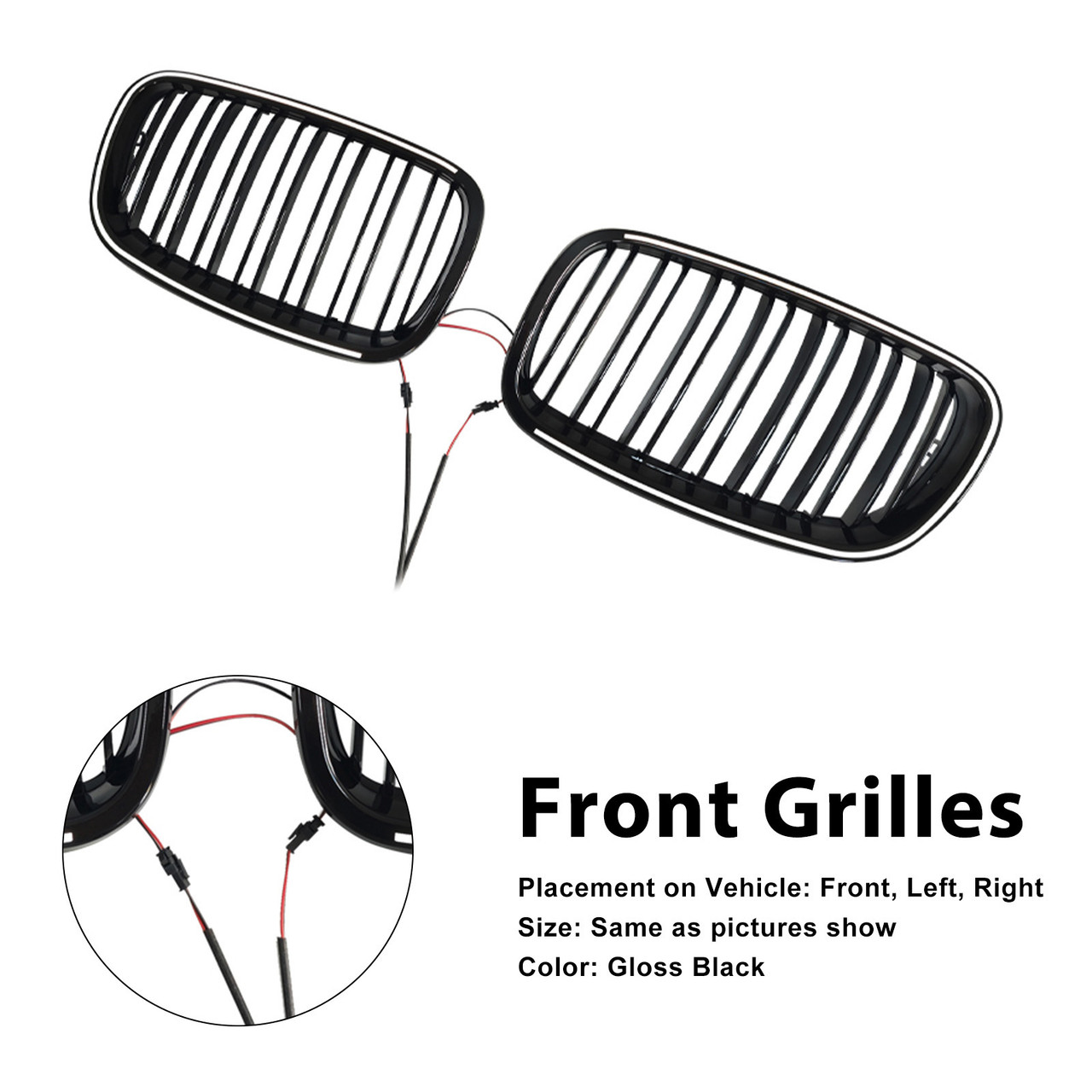 2007-2014 BMW X5 X6 Front Bumper Kidney Grille Gloss Black Generic