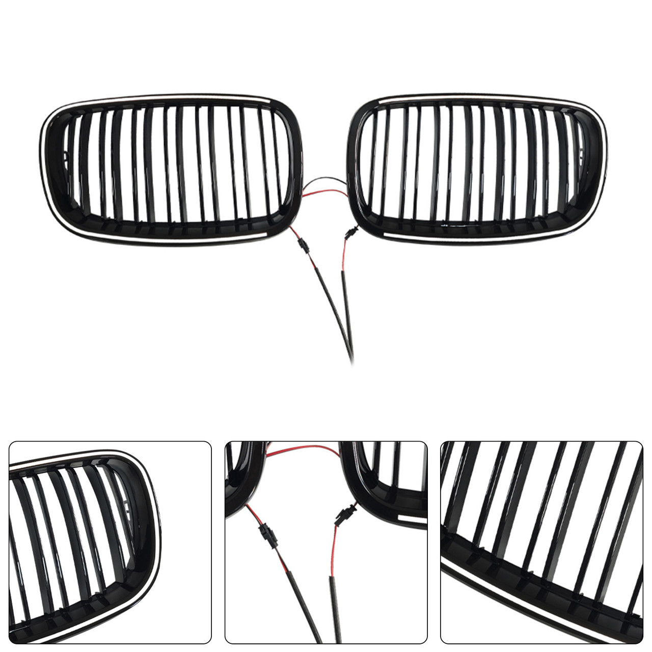 2007-2014 BMW X5 X6 Front Bumper Kidney Grille Gloss Black Generic
